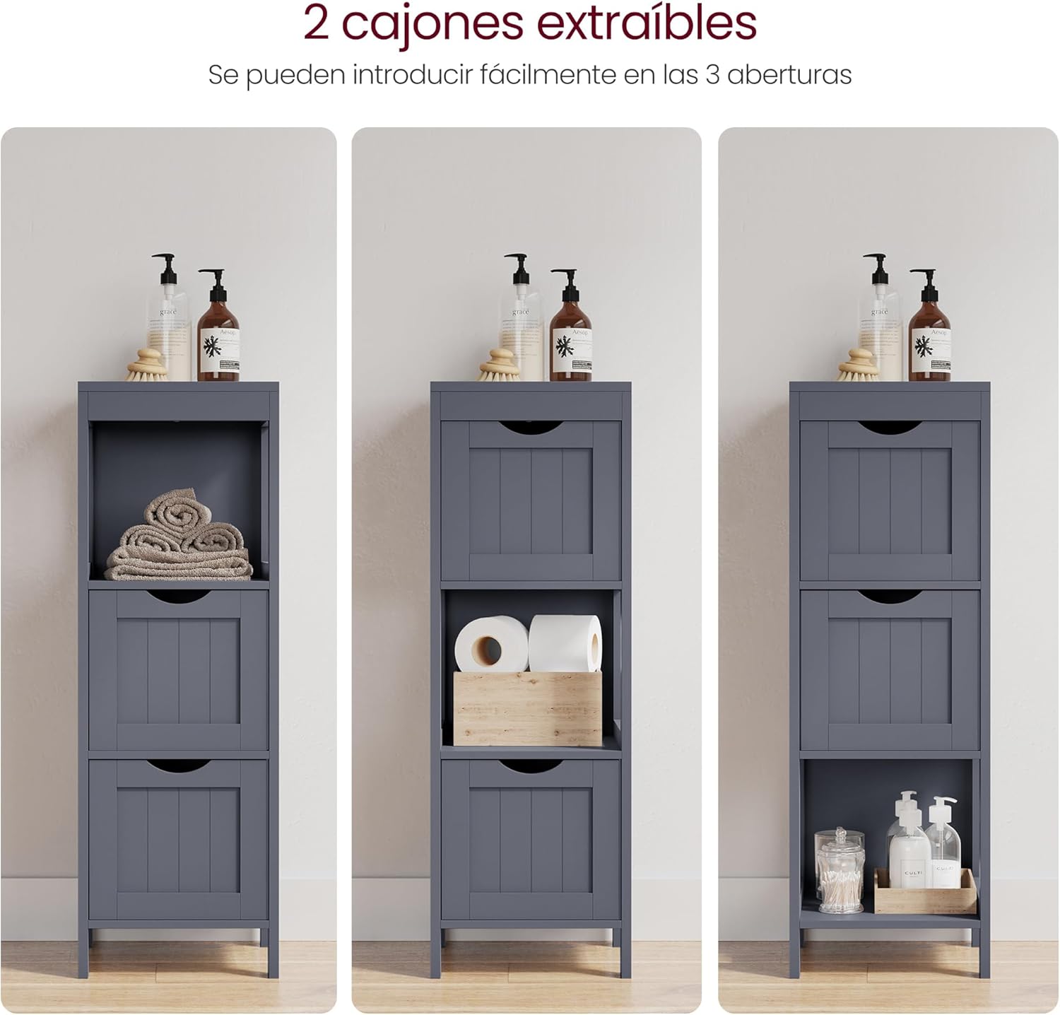 Detalle 2 de VASAGLE BBC042G01 mueble baño 30x30x89 cm