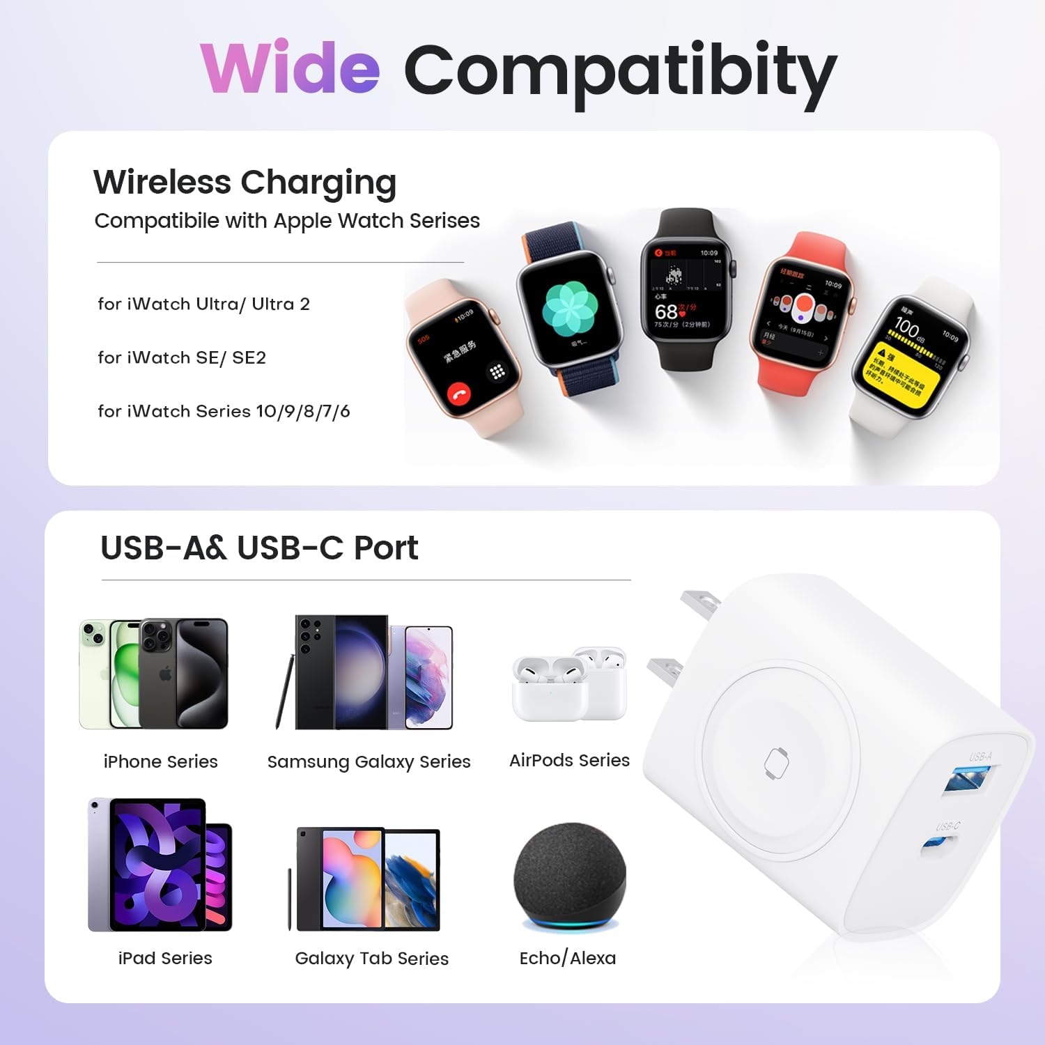 Thumbnail 3 de TOPADRE PD 20W USB C Charger Block for Apple Watch: 3-in-1 Magnetic Watch Pad with 20W USB-C and 18W USB-A