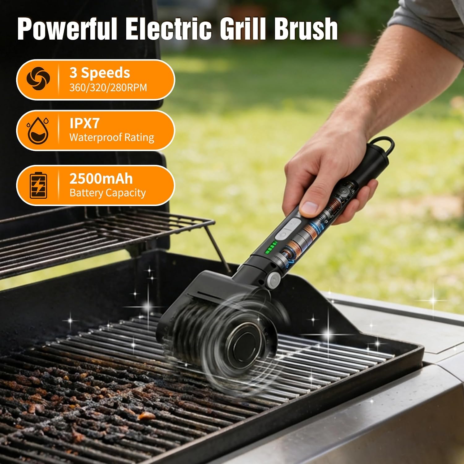 Thumbnail 1 de 2026 Upgraded Electric Grill Brush for Outdoor: Cordless BBQ Cleaner with 3 Replaceable Heads