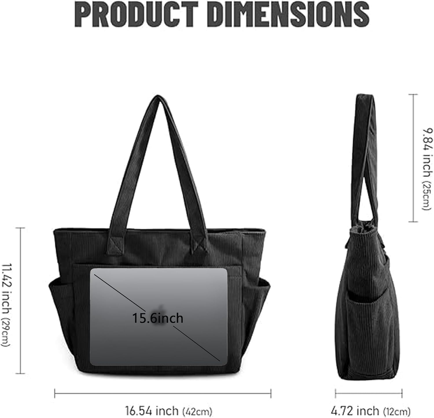 Detalle 2 de LOTZAVA Cordtasche Tote Bag 42 x 29 x 12 cm