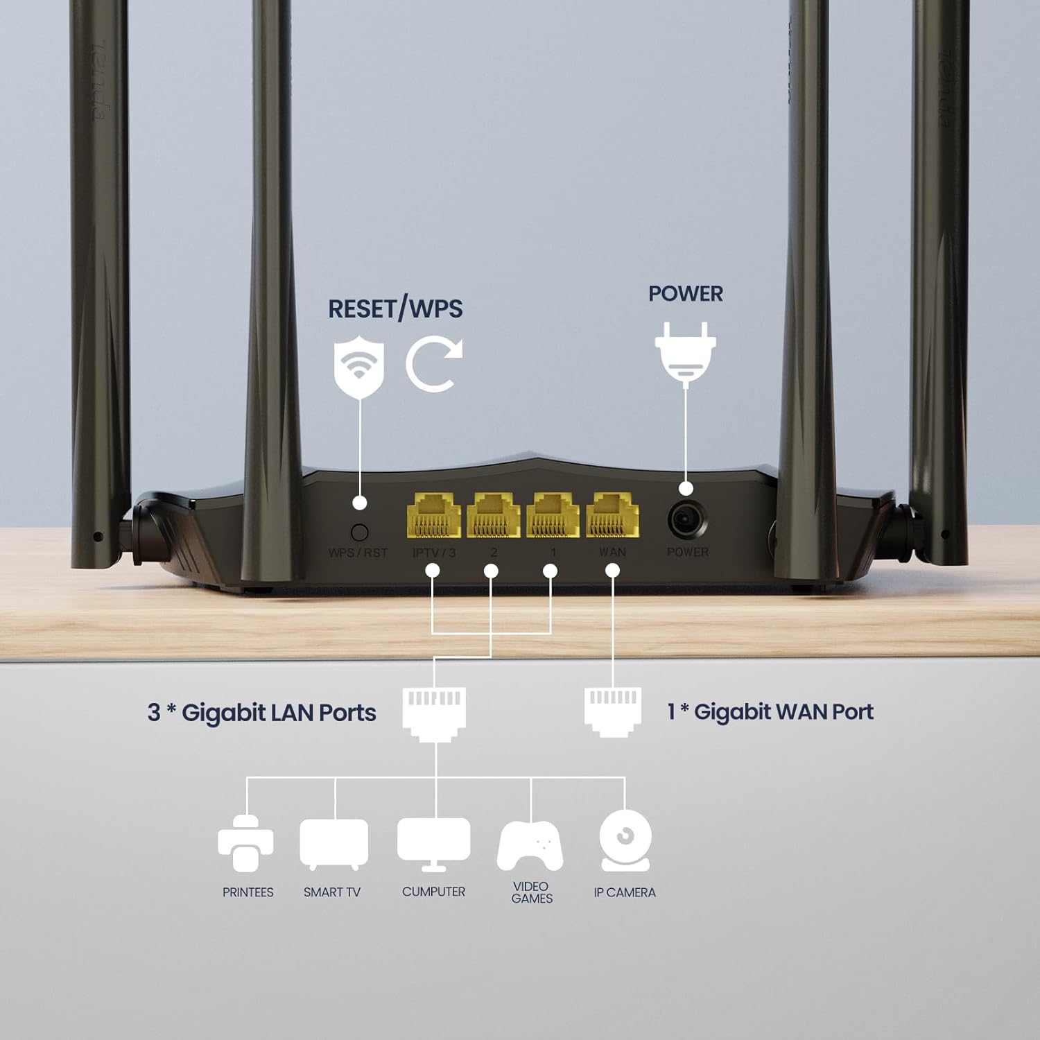 Thumbnail 1 de Tenda AC8 AC1200 dual-band Wi‑Fi router with Beamforming, MU‑MIMO and app control
