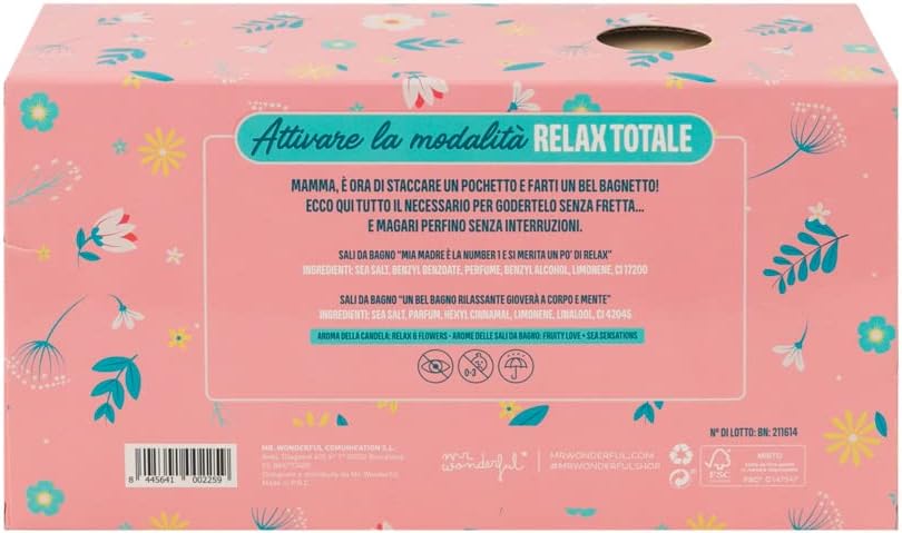 Detalle de Kit di coccole per mamma – Sali da bagno, bomba da bagno e candela aromatica di Mr. Wonderful