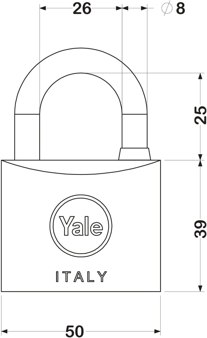 Thumbnail 1 de YALE Lucchetto marino in ottone cromato Y1140050080X – 50 mm corpo, arco 26 mm