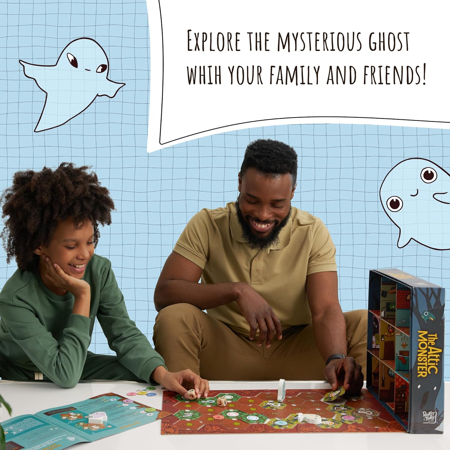 Detalle 2 de The Attic Monster cooperative family board game, ages 5+