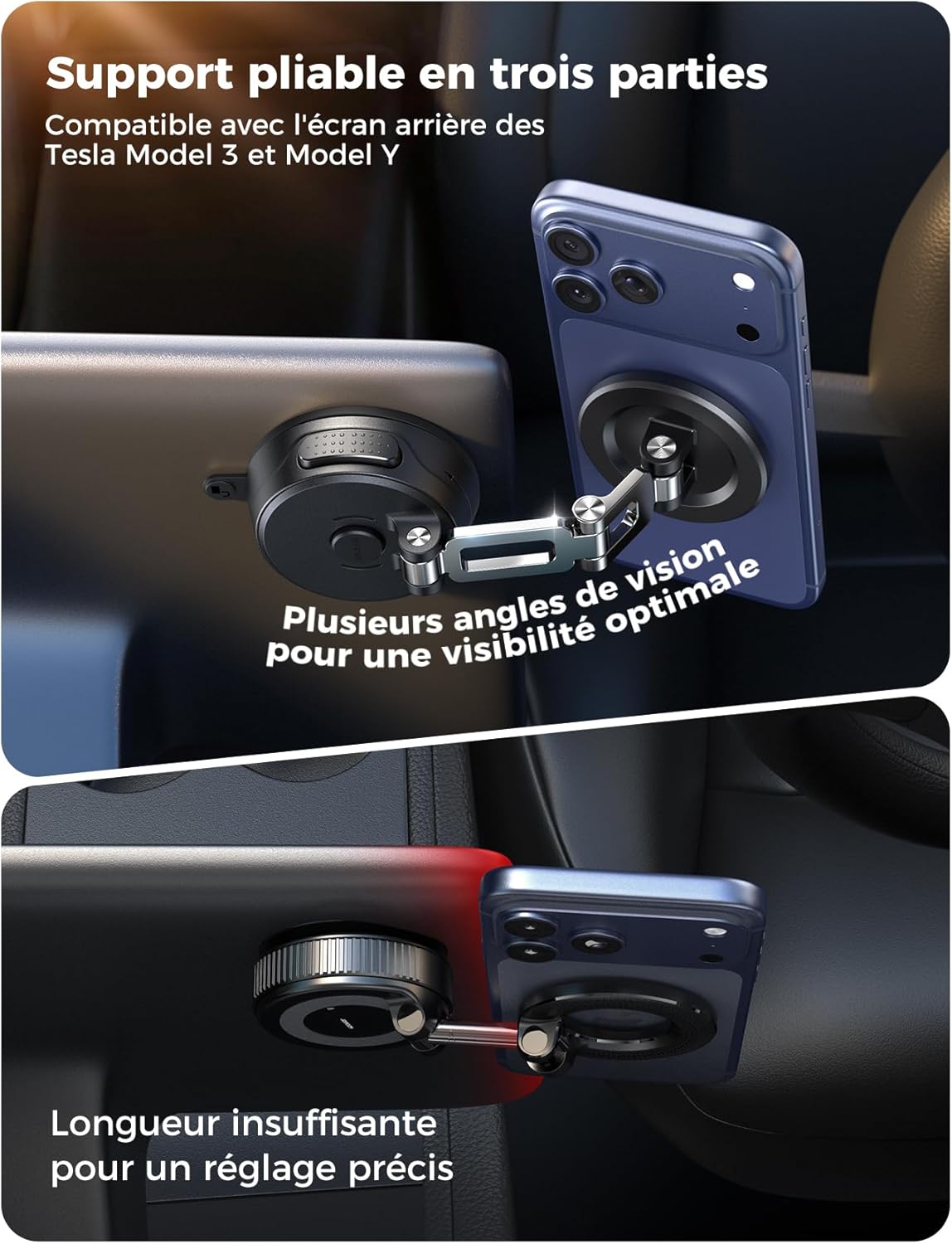 Detalle de JOYROOM Support Téléphone Voiture Magnétique Pliable en Trois Parties avec Bras Métallique et MagSafe