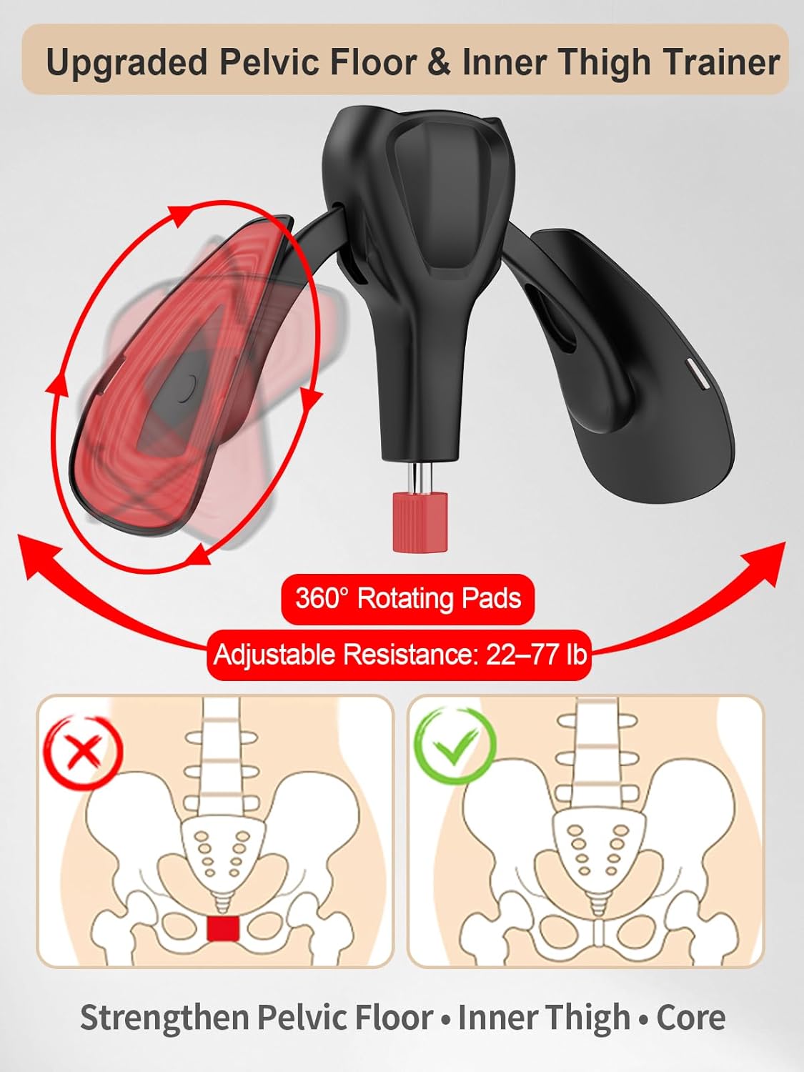 Detalle 2 de Pelvic Floor Exercise Devices 77 lb Adjustable Kegel Inner Thigh Exerciser & Hip Trainer (with Band)