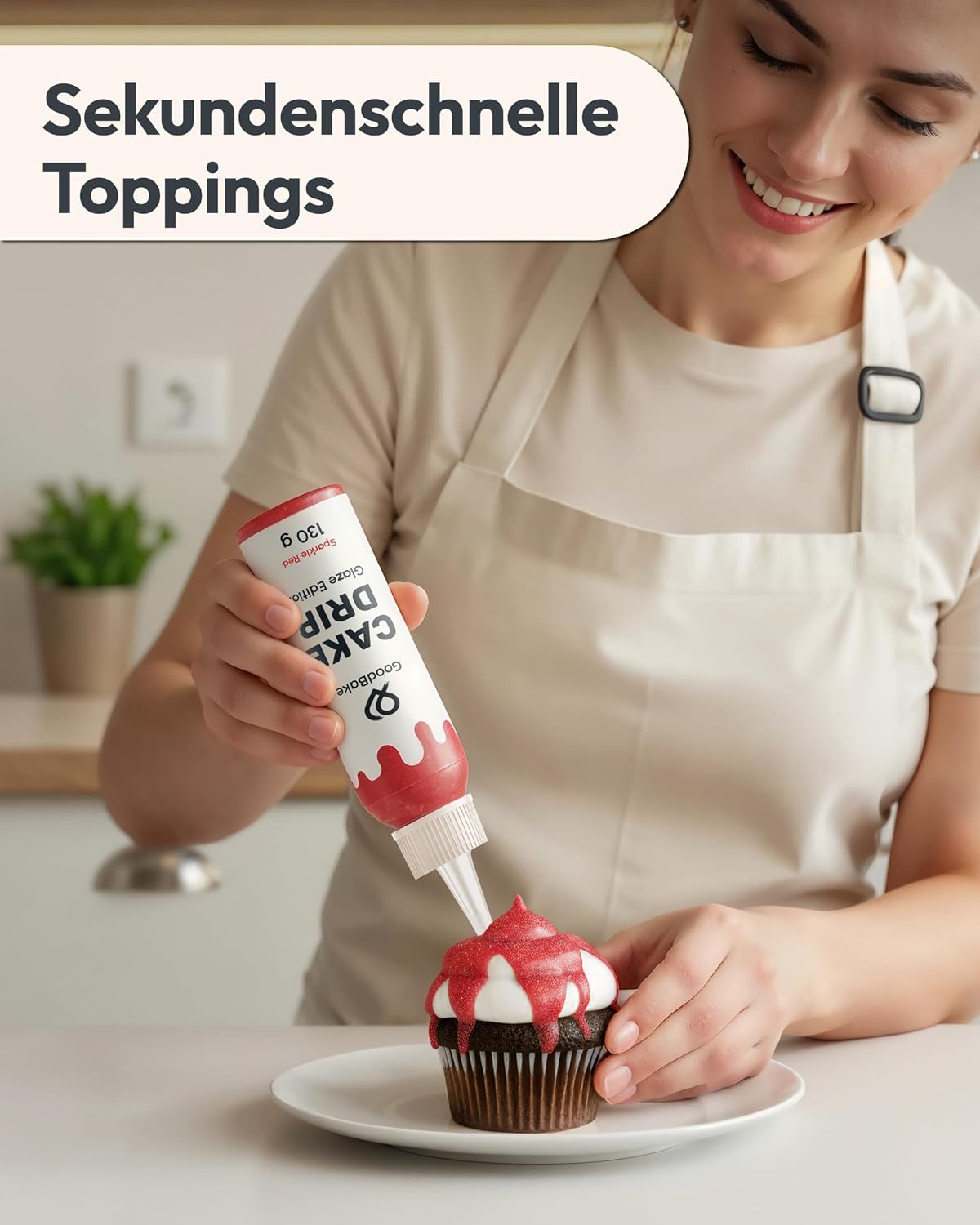 Thumbnail 2 de GoodBake Cake Drip Glaze 130g Rot – vegane Glukose-Glasur für feine Tortendeko