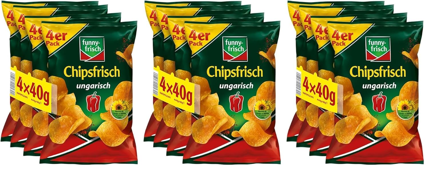 Thumbnail 5 de Funny-frisch Chipsfrisch Ungarisch 40 g (12er Pack) – hauchdünn, extra knusprig