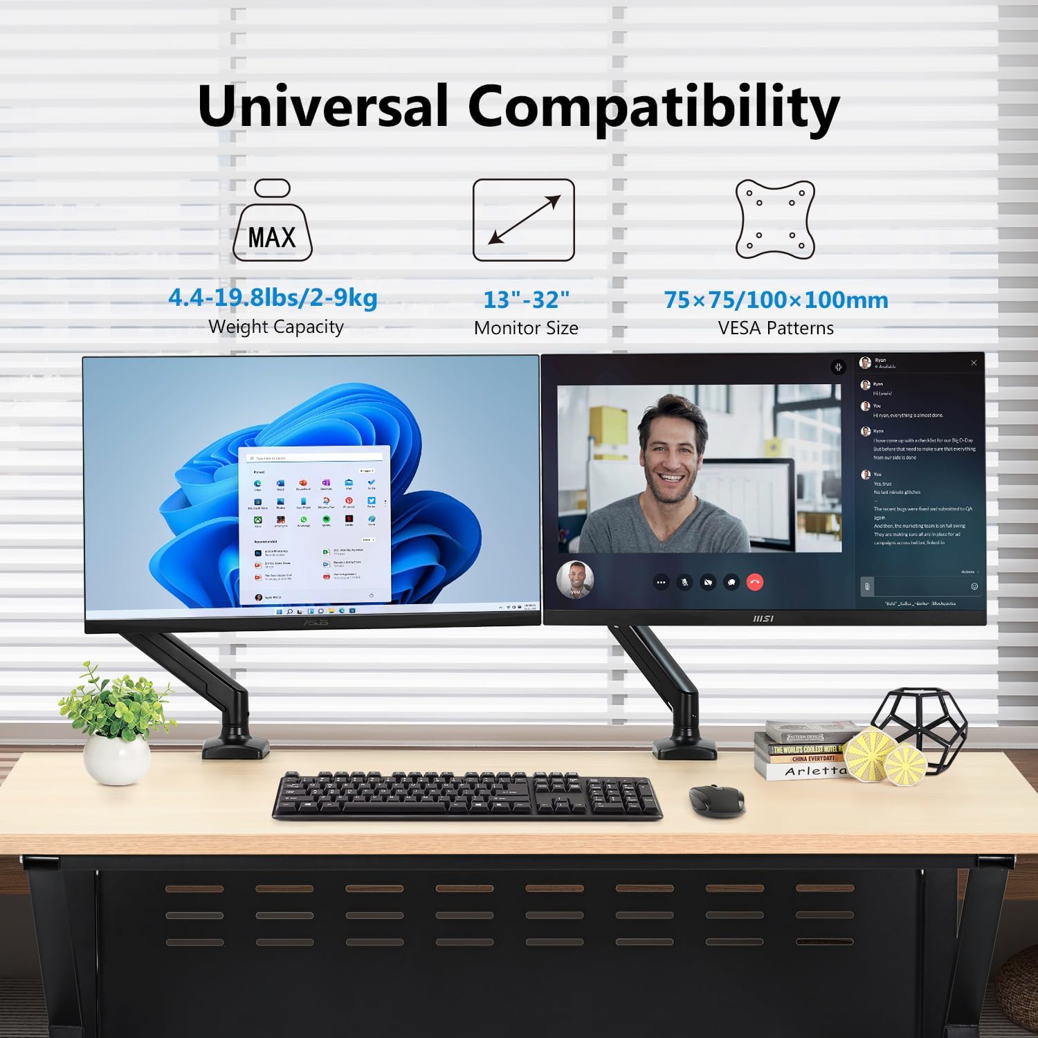 Detalle 2 de Ailuner Single Monitor Mount (Gas Spring) for 13–32" Screens, VESA 75x75 / 100x100