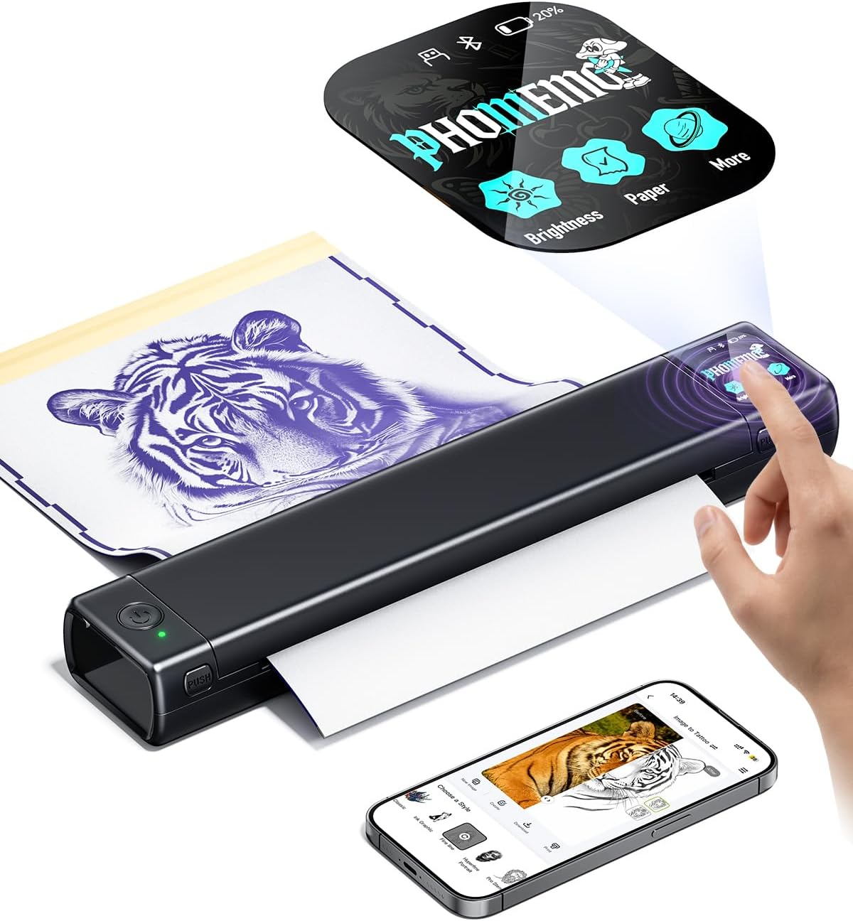 Detalle de Phomemo M08F Plus Tattoo Stencil Printer with Touchscreen & Bluetooth
