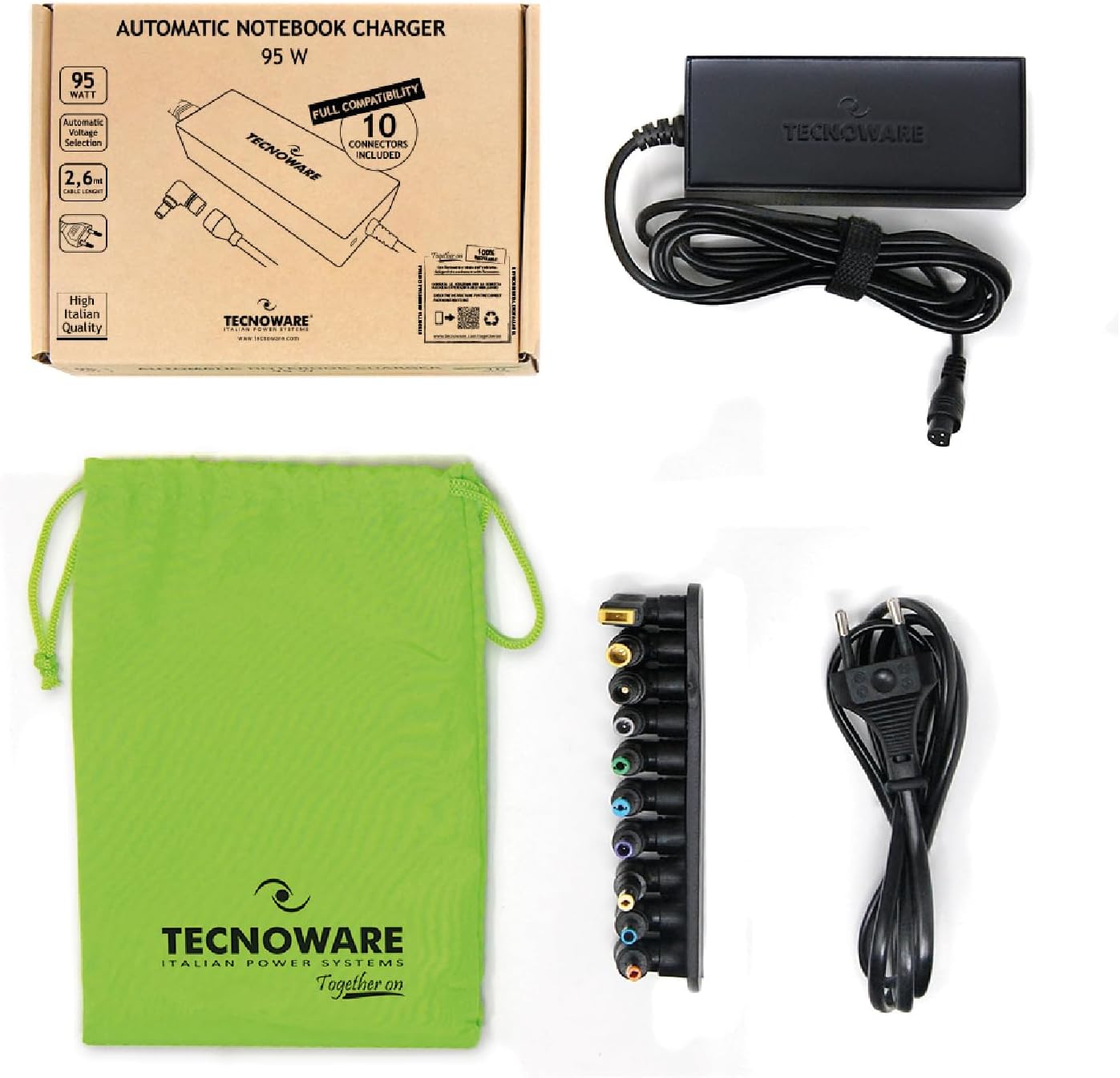 Thumbnail 4 de Tecnoware Power Systems caricatore universale 95W per notebook con 10 connettori (protezione contro sbalzi), nero