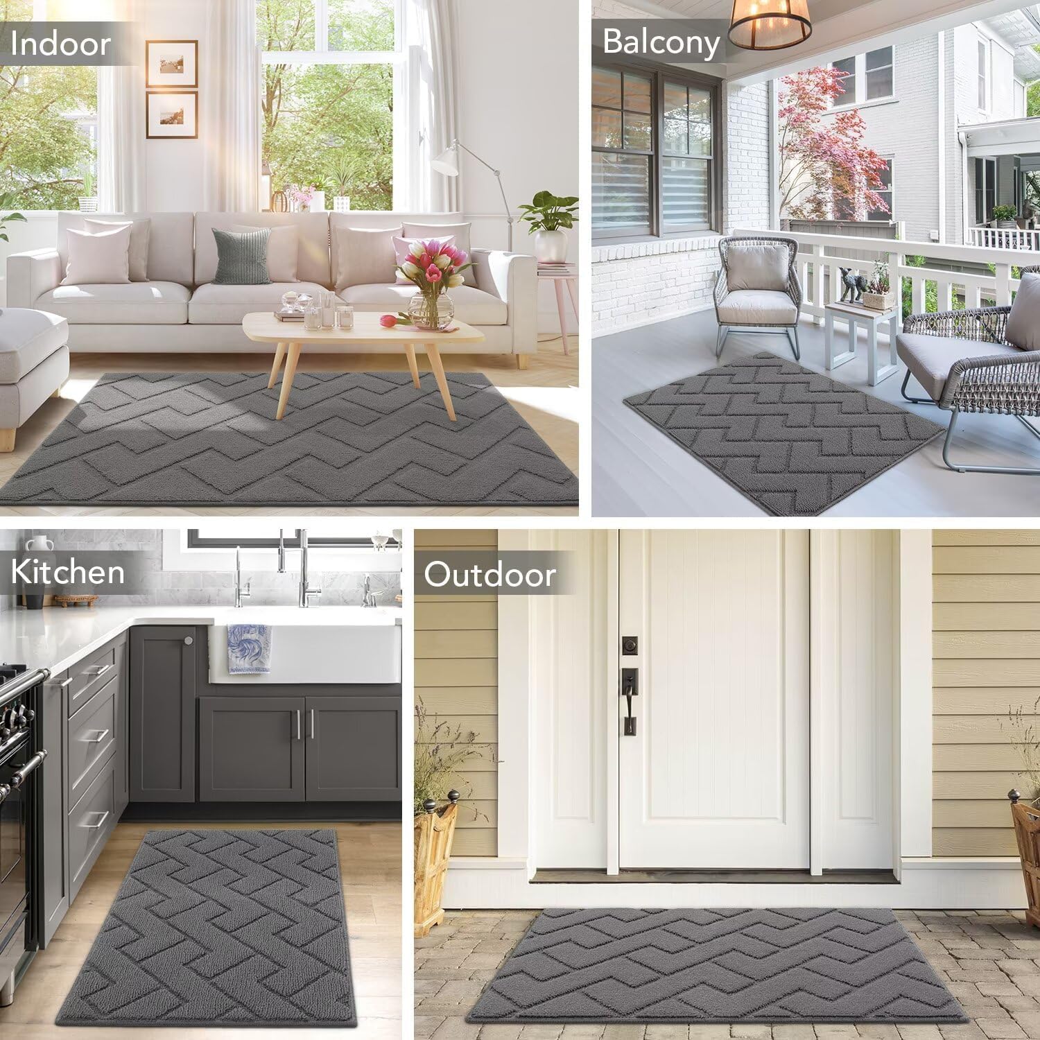 Thumbnail 1 de Biscpro Tapis de porte paillasson 60x90 cm antidérapant et absorbant gris, intérieur & extérieur