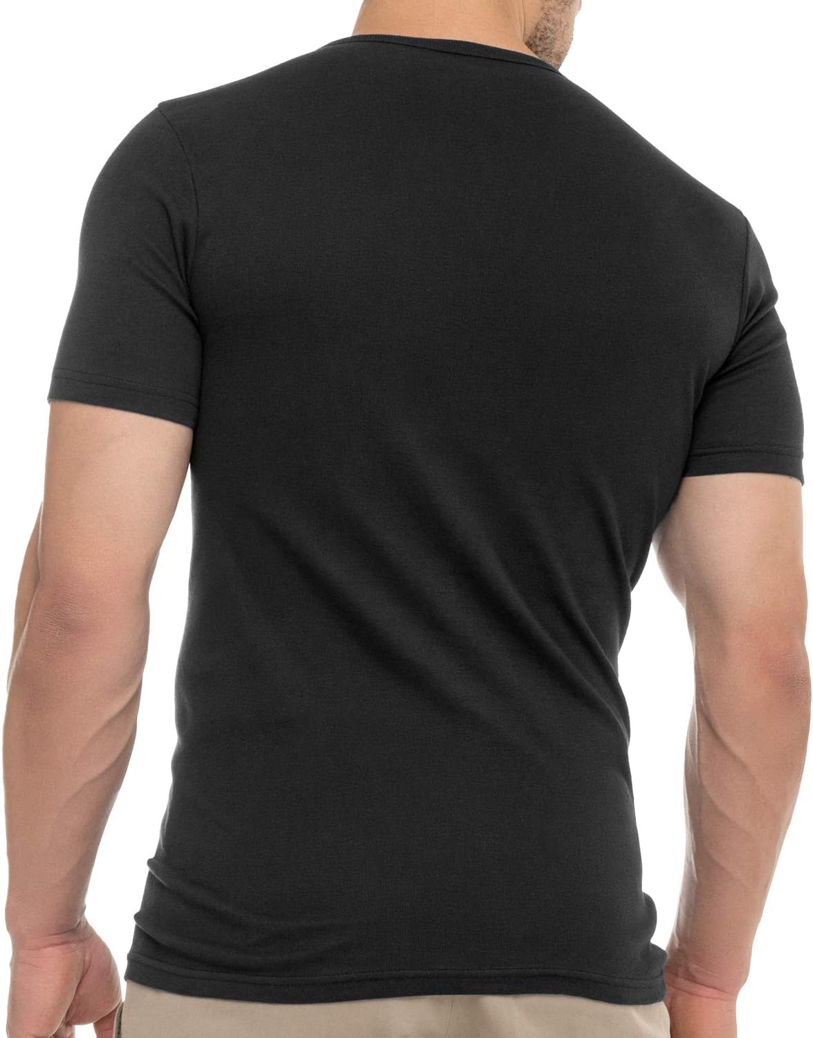 Detalle de Celodoro Men's Business V-Neck T-Shirt, Fine-Rib Combed Cotton Undershirt
