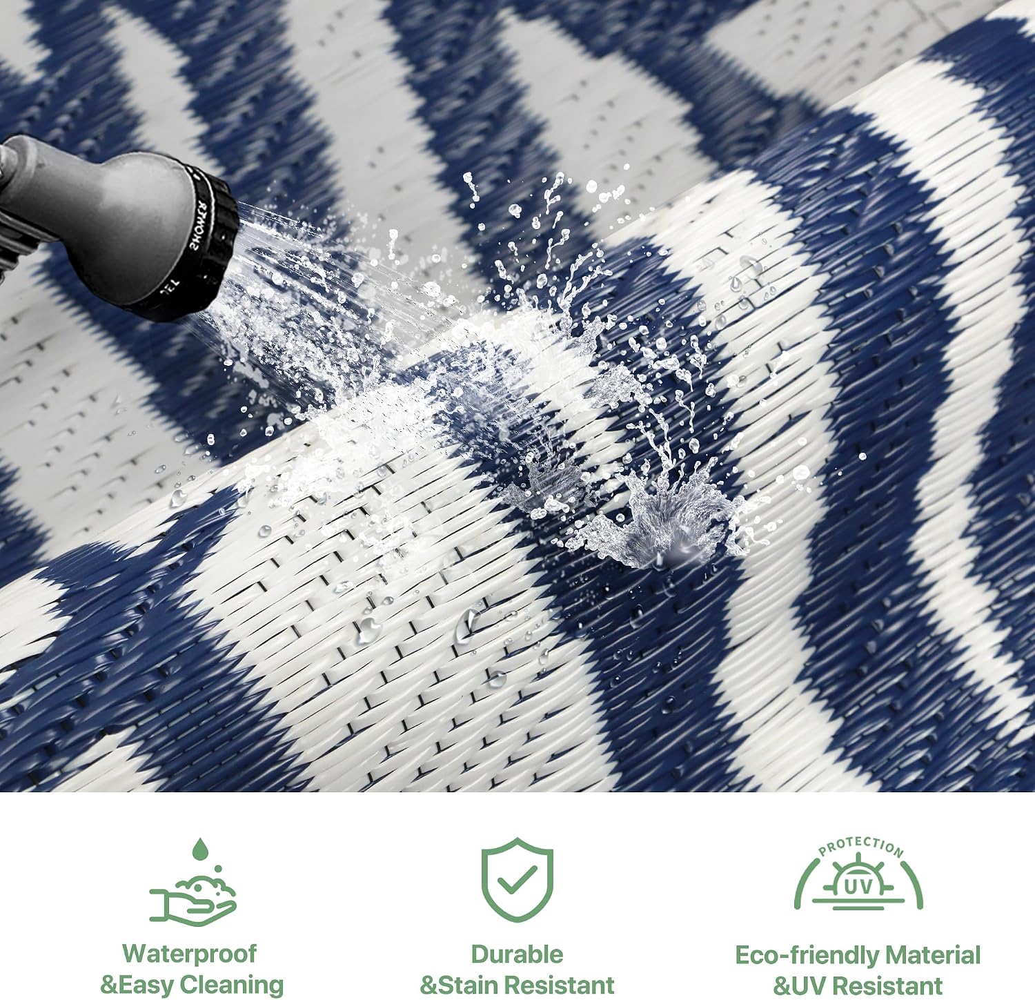 Thumbnail 6 de GENIMO Outdoor Rug 180X270CM – Large Botanical Leaf Waterproof Reversible Garden Rug