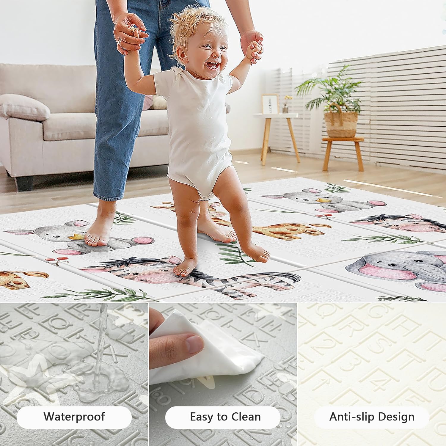 Detalle 1 de NOONKTY Baby Play Mat 79 x 71 Inches