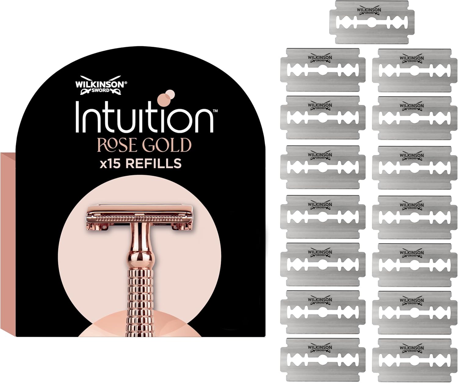 Detalle 2 de Wilkinson Sword Intuition Rosé Gold – Rasoio donna con manico metallico, 1 accessorio e 10 lame di ricambio