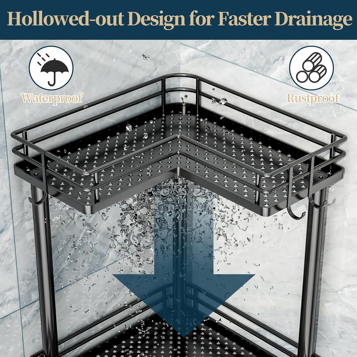 Detalle 2 de Consumest Corner Shower Caddy 3-Tier Organizer