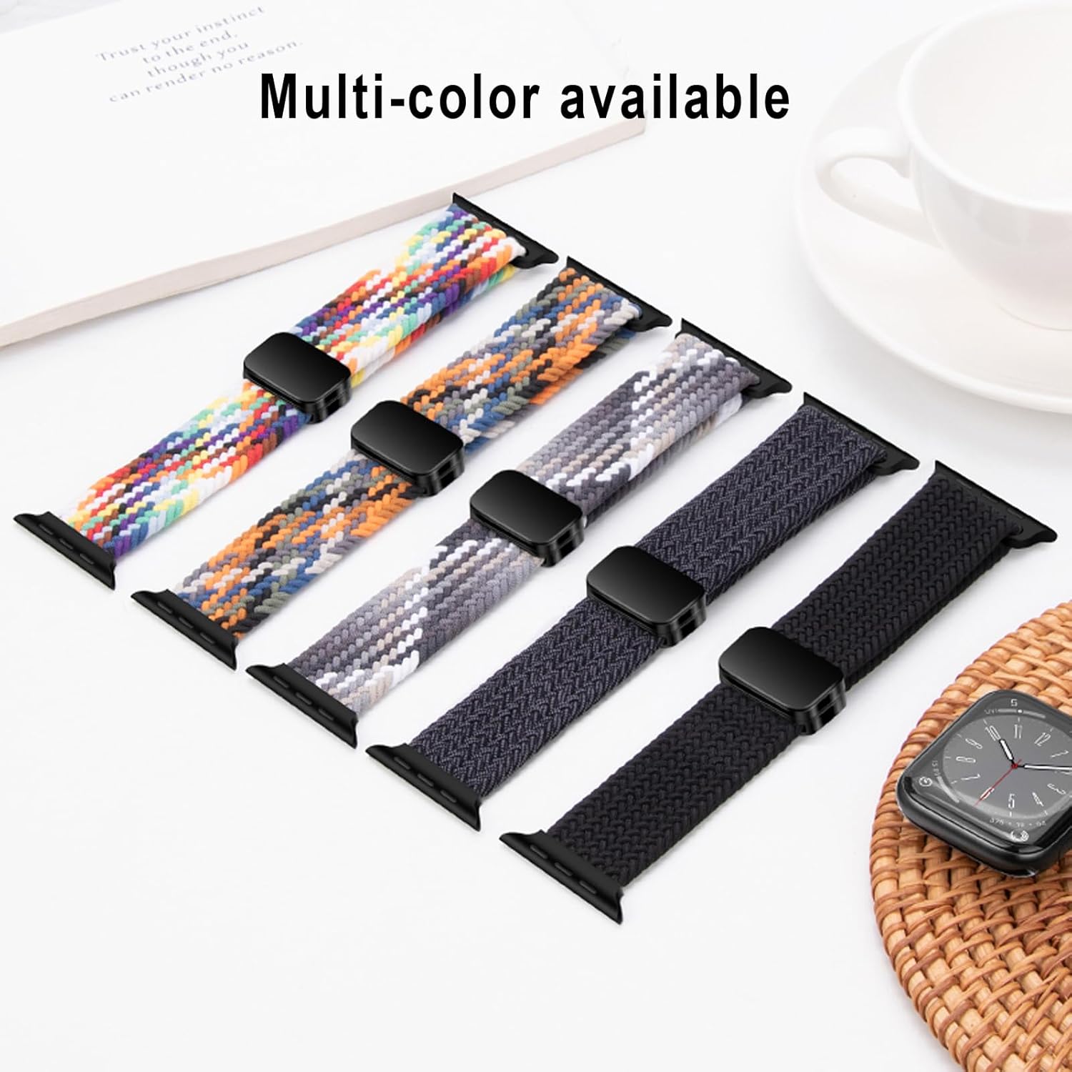 Detalle 2 de Elasticated Magnetic Nylon Apple Watch Strap — 38–49mm, adjustable 14–21 cm