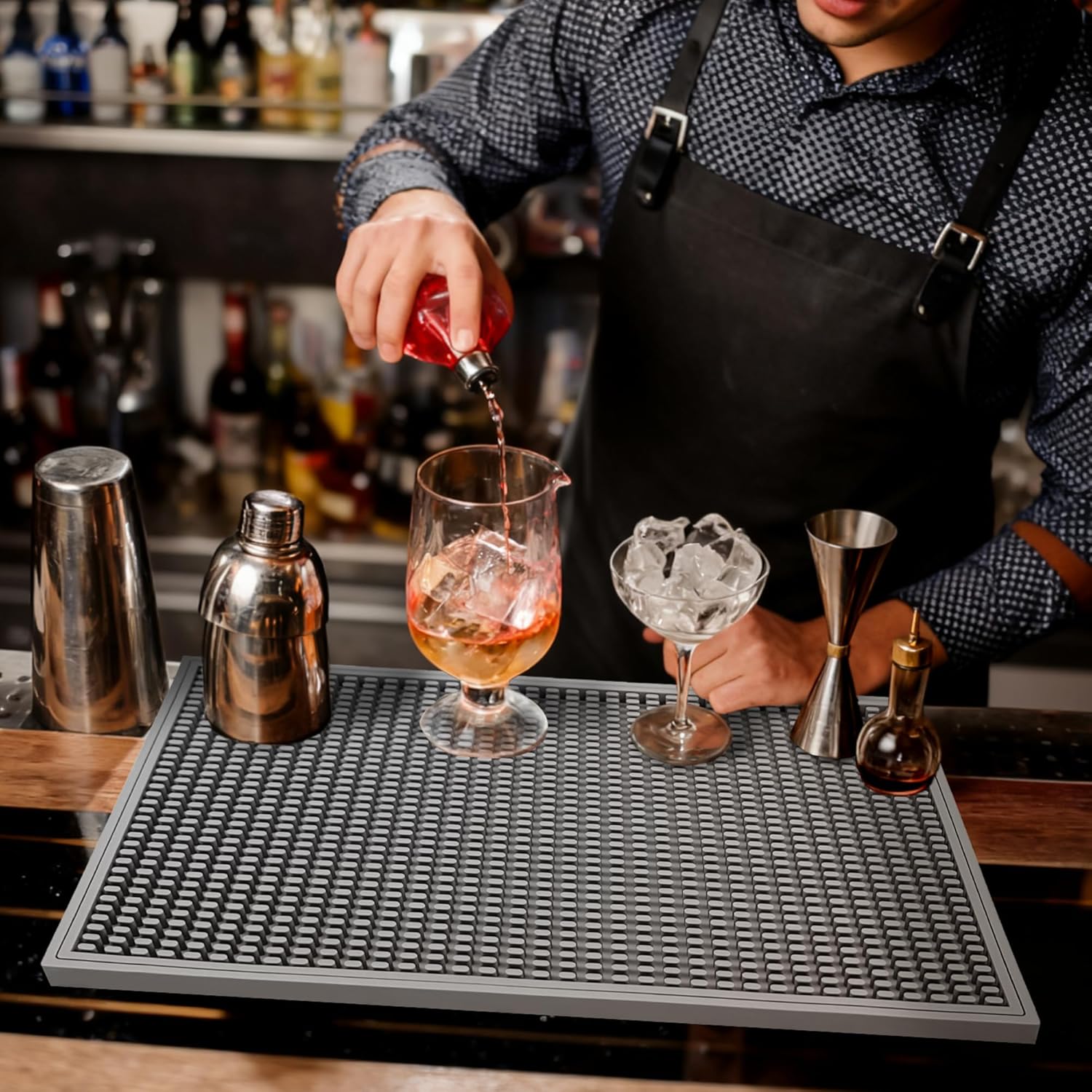 Detalle 2 de ZJWZLG Bar Mat 18x12 inch Non-slip Rubber Mat