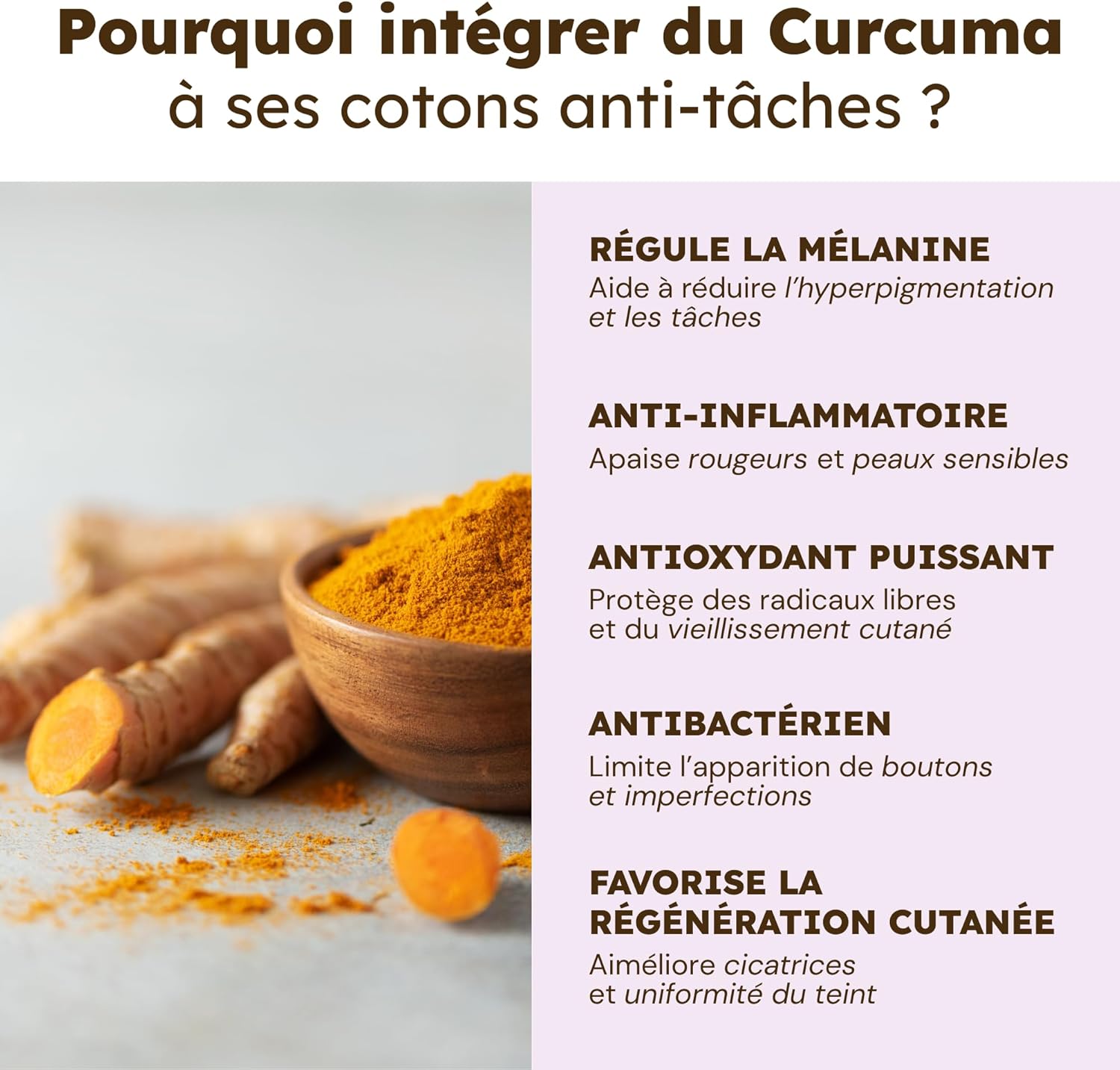 Detalle de Séfia Séfia – Cotons anti-imperfections visage & corps (recharge 30 cotons) au curcuma, vitamine C et niacinamide