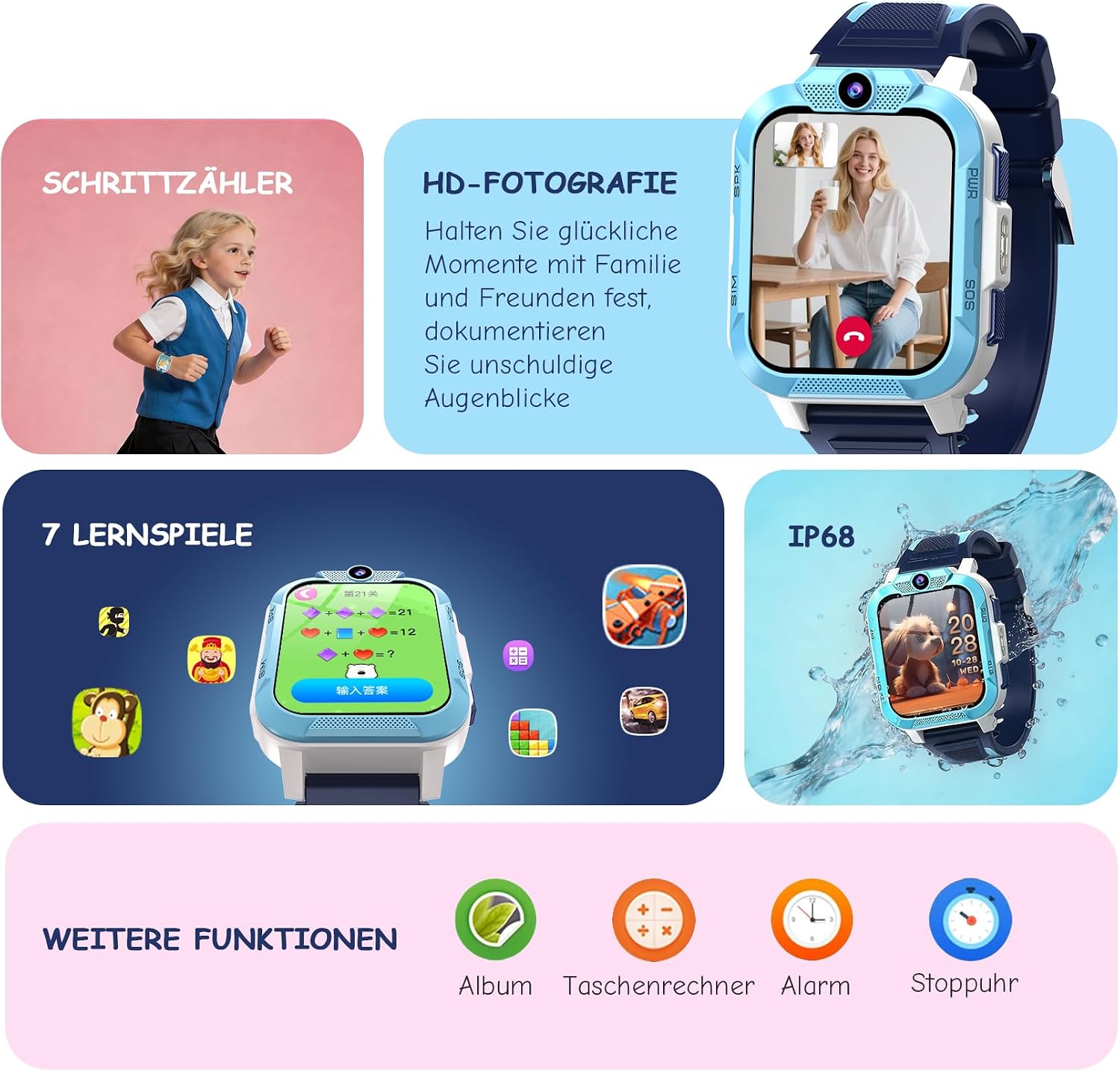 Thumbnail 6 de IOWODO Kinder-Smartwatch mit GPS & 4G – robust, kinderleicht und sicher (1,85 Zoll, 850 mAh, IP68)