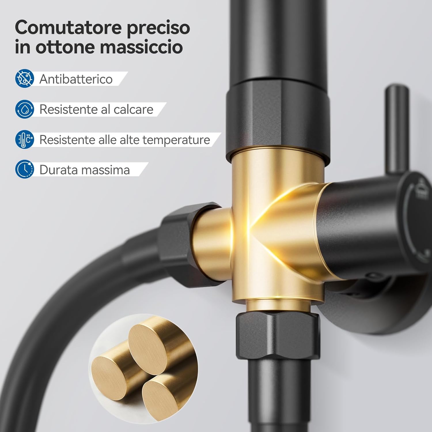 Thumbnail 5 de Auralum Colonna Doccia senza Miscelatore: Colonna in acciaio inox 304, altezza regolabile 72–110 cm con soffione 30 cm x 30 cm