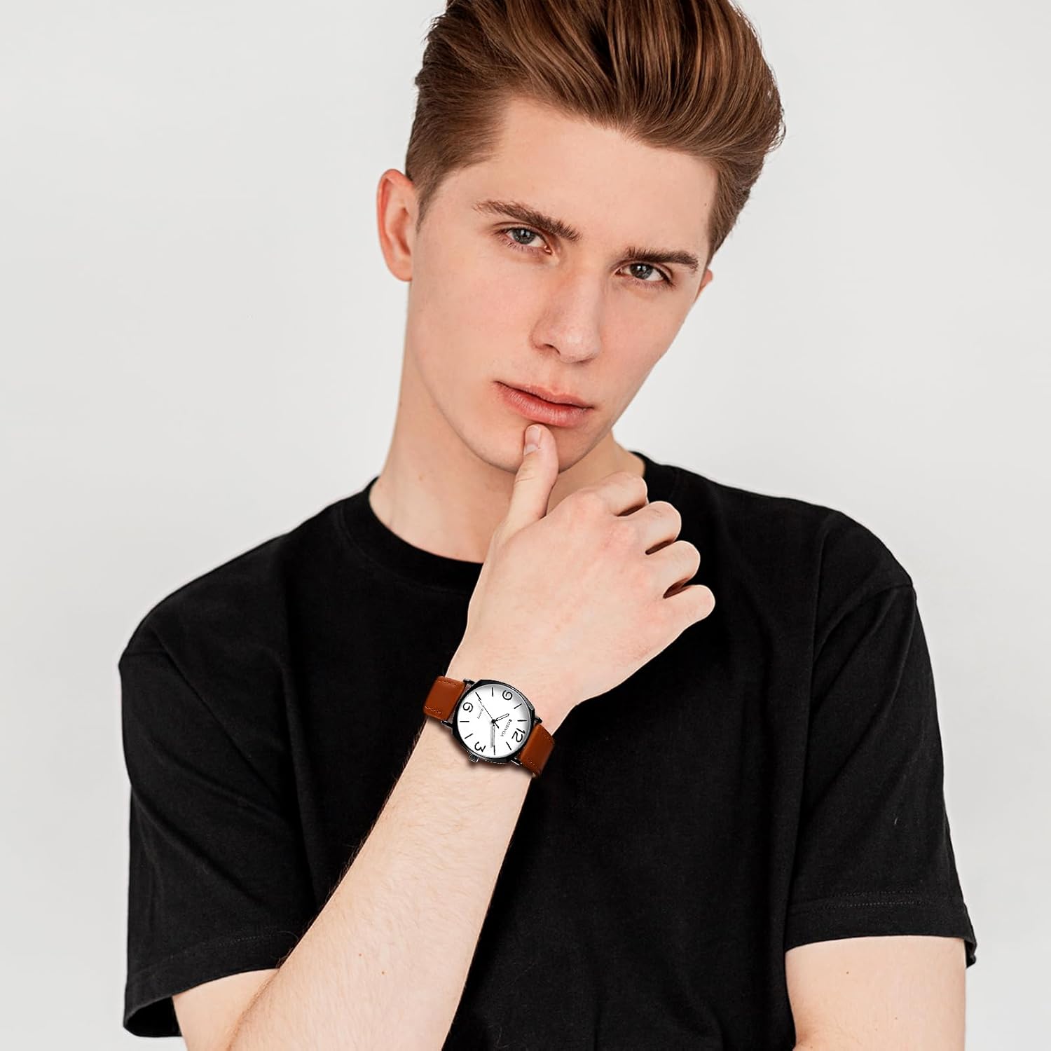 Thumbnail 4 de Avaner Herren-Quarzuhr mit PU-Armband und arabischer Ziffernskala