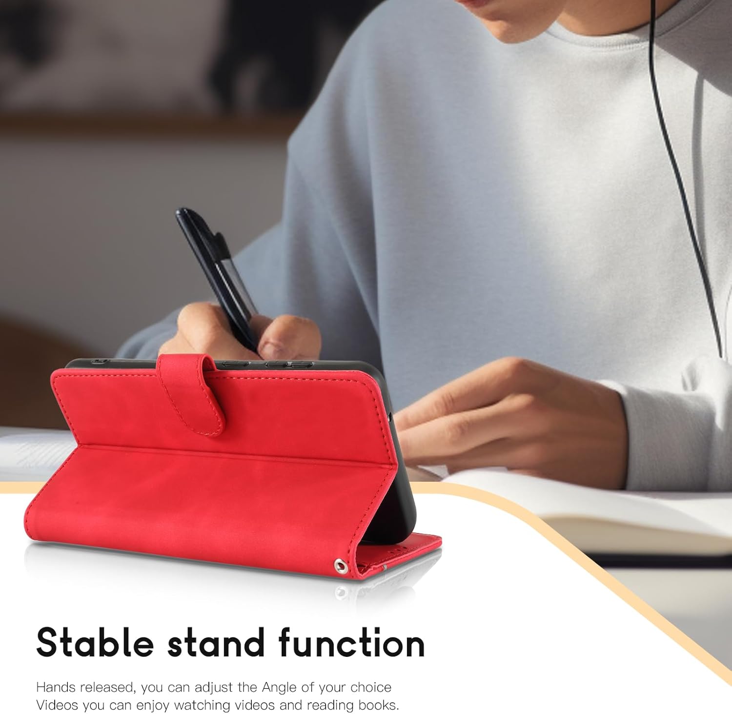 Thumbnail 2 de AsWant Handyhülle für Xiaomi Poco F8 Pro – klappbares Leder-Flipcase mit Kartenfächern, Magnet und Standfunktion (rot)