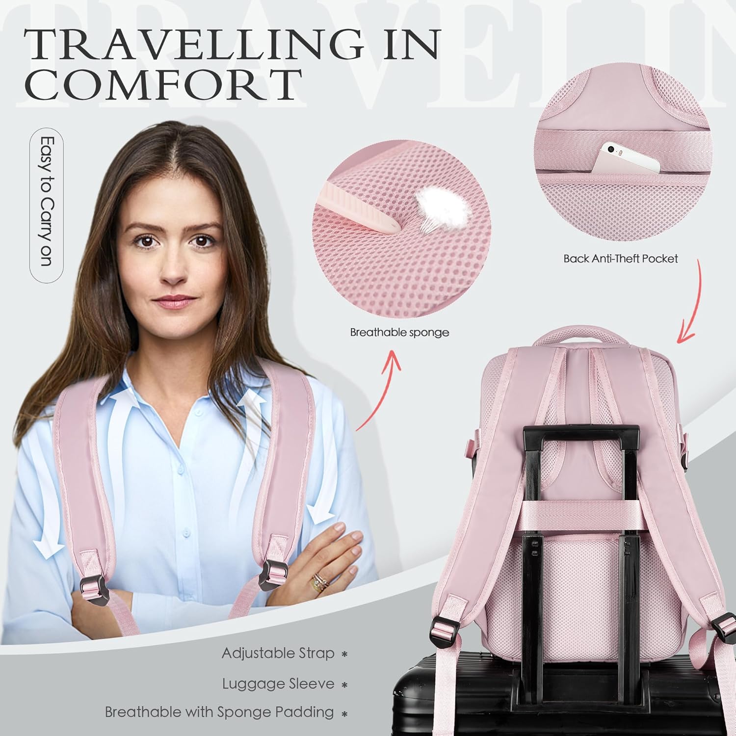 Detalle 2 de WOUIYO for Ryanair Cabin Bags 40x30x20 Underseat Cabin Bag: Practical, Waterproof and TSA-Ready