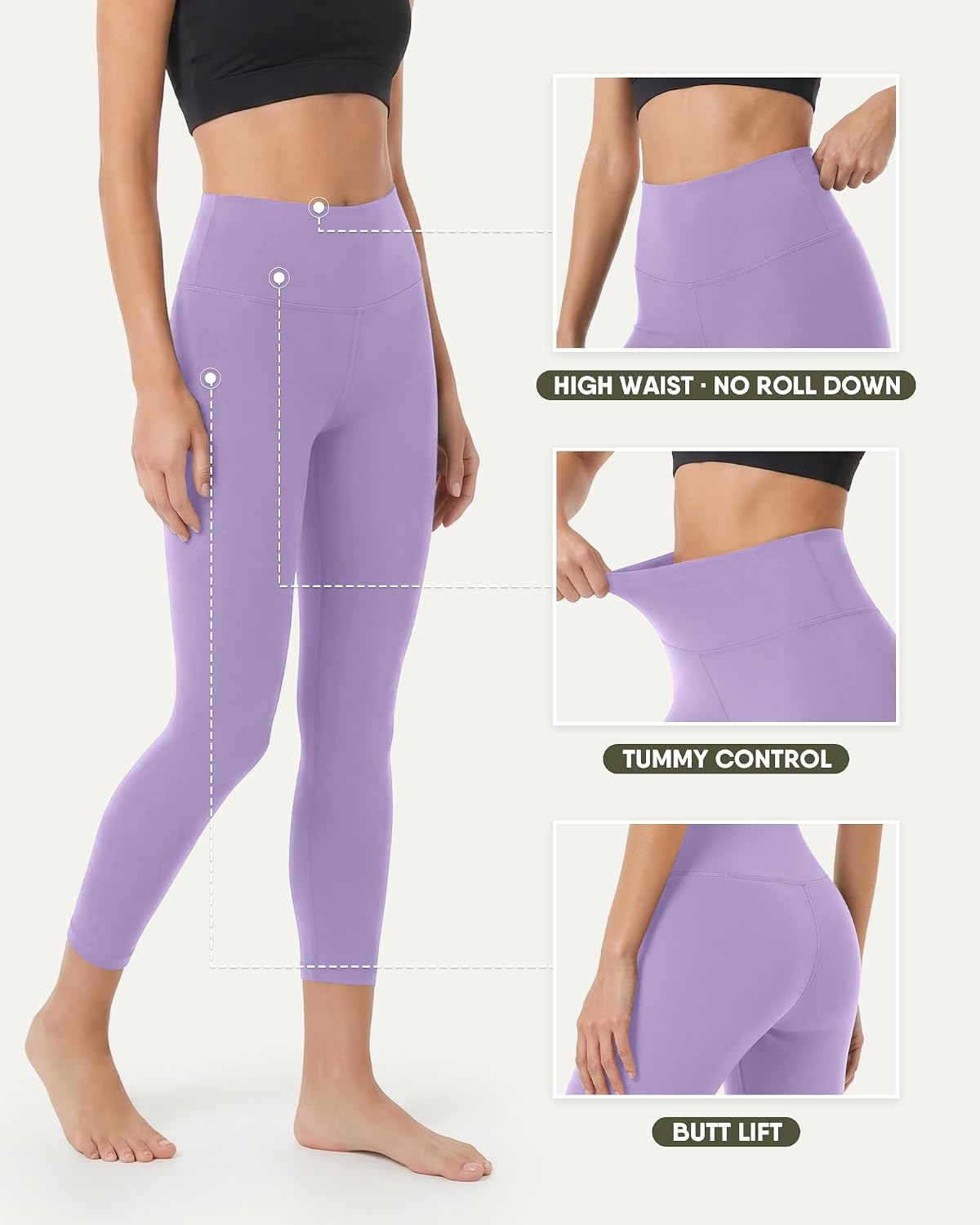 Detalle 1 de ZOOSIXX Buttery Soft High-Waisted Leggings with Pockets, Four-Way Stretch