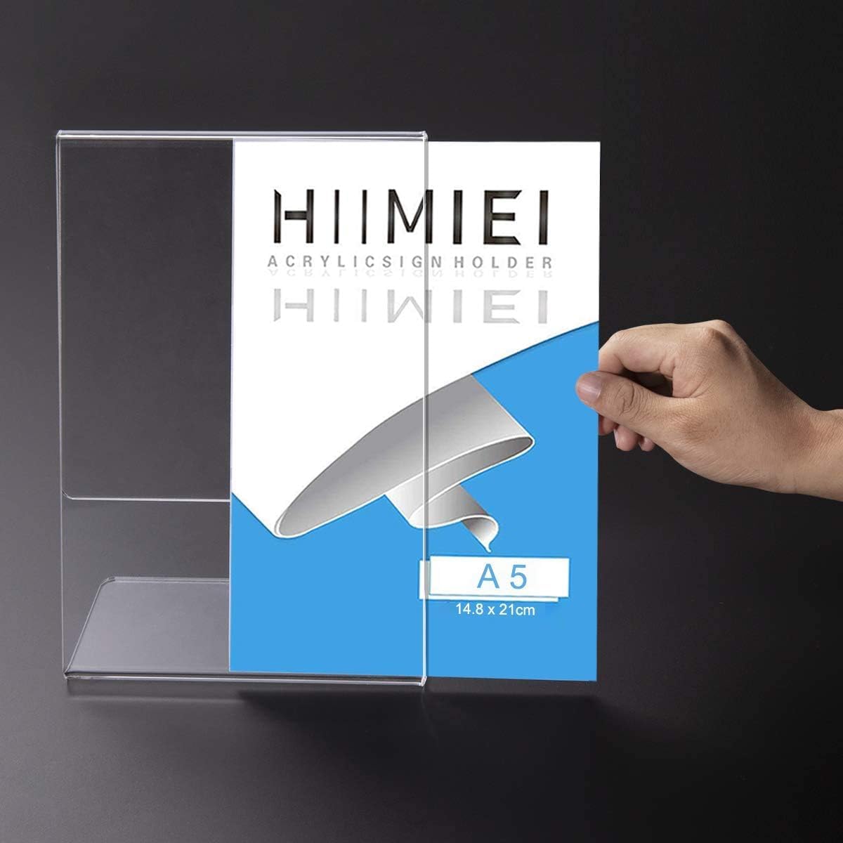 Thumbnail 3 de HIIMIEI A5 Tischaufsteller schräg aus klarem Acryl (6 Stück) für Menüs, Poster & Dokumente
