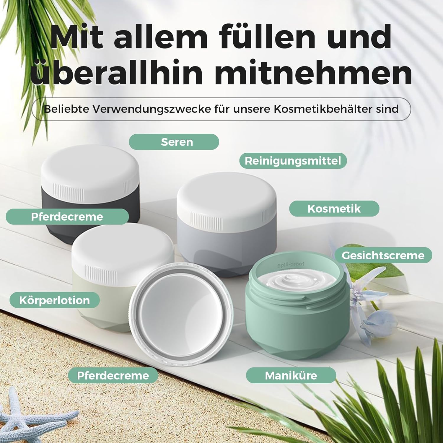 Thumbnail 4 de WLEAD 4er-Set Tiegel 50 ml aus Silikon – TSA-zugelassen, auslaufsicher, BPA-frei