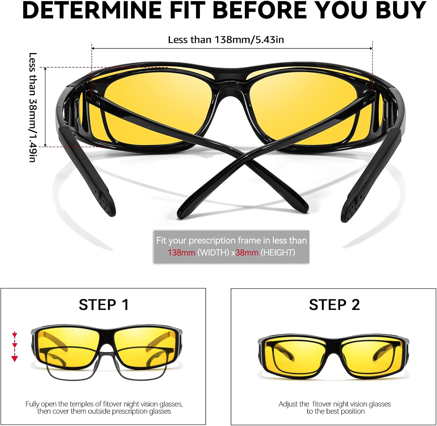 Thumbnail 5 de LVIOE 2er-Set Nachtsichtbrille mit gelben TAC-Linsen – polarisiert als Fit-Over-Brille für Nachtfahrten