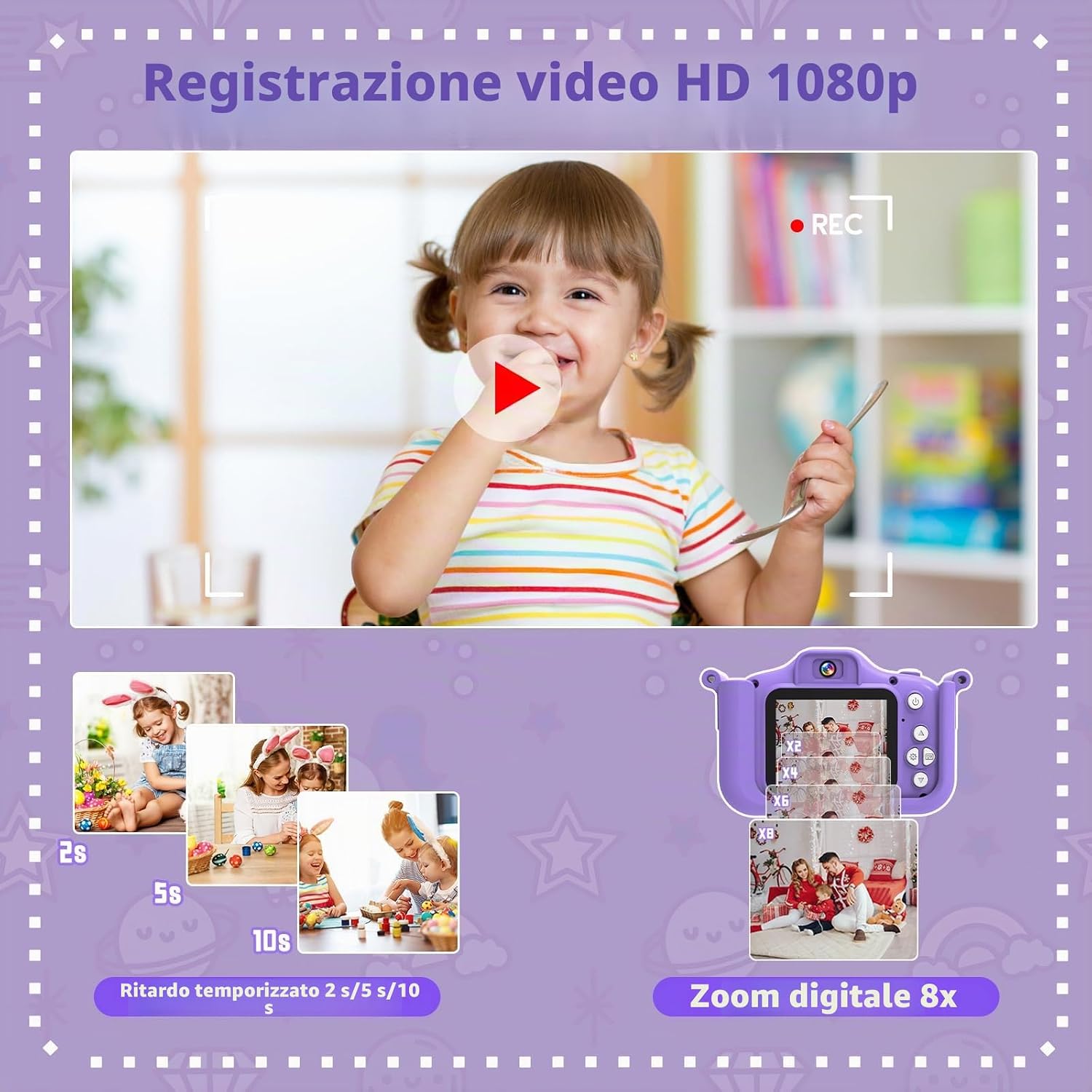 Thumbnail 3 de MYSTILUCK Fotocamera per Bambini Unicorno con 32 GB: gioco, selfie e contenuti sicuri per piccoli fotografi