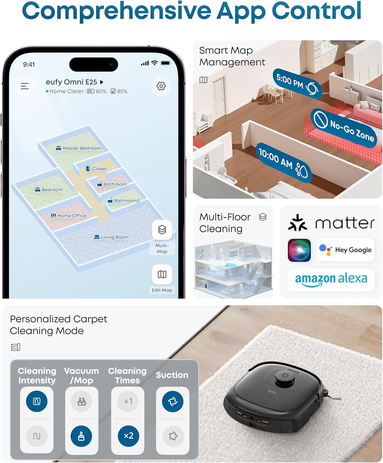 Thumbnail 6 de eufy E25 Robot Vacuum and Mop, 20,000 Pa Suction, HydroJet Roller Mop