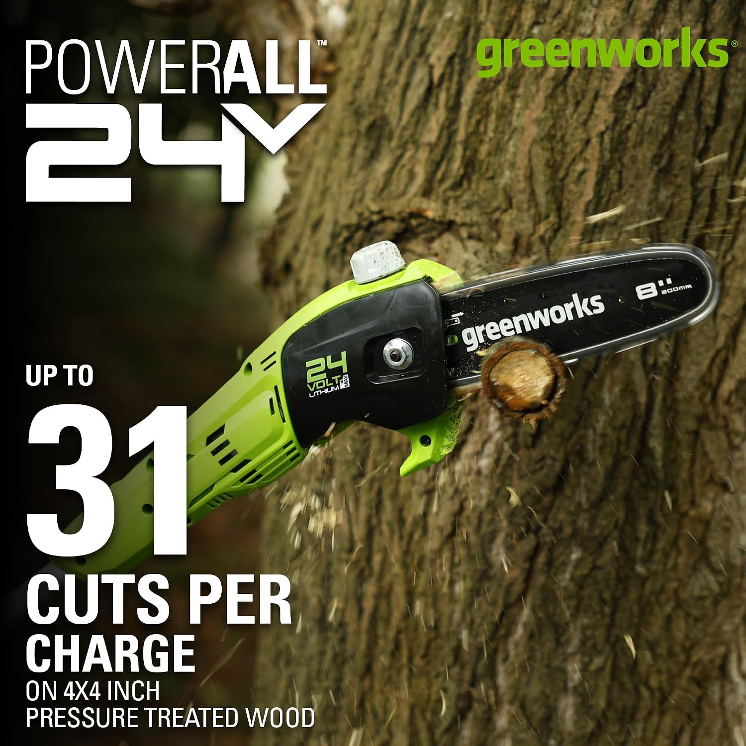 Detalle 2 de Greenworks Cordless Pole Saw 8-Inch Bar