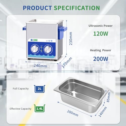 Thumbnail 3 de DK SONIC Ultrasonic Cleaner 2L with Heater and Timer — 40kHz Jewellery & Eyewear Cleaner