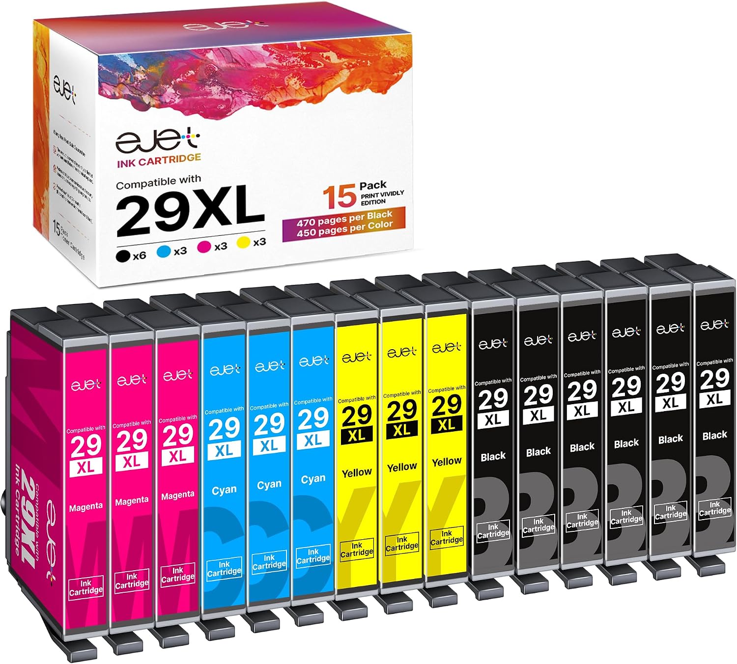 Detalle de ejet 15-Pack 29XL High Yield Ink Cartridges (Compatible with Epson 29XL) for Expression Home XP printers