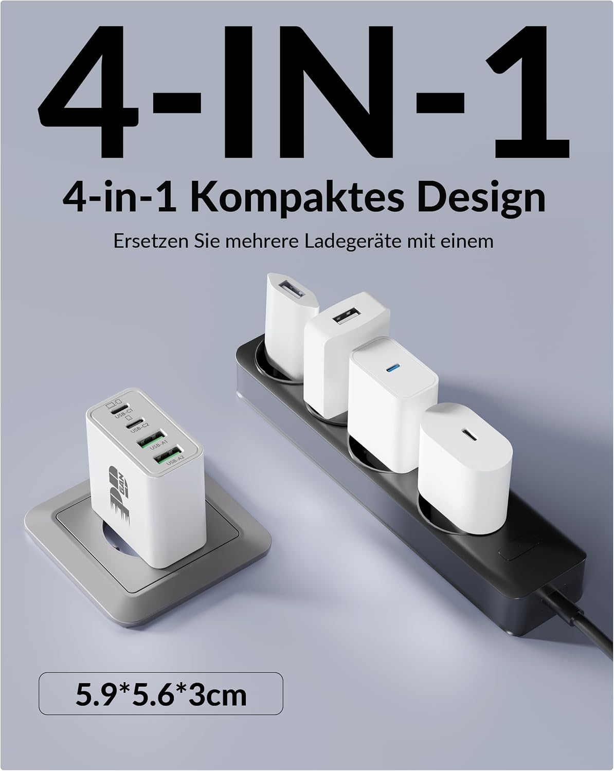 Detalle 2 de TIBEITA MacBook Ladekabel 100 W 4-Port