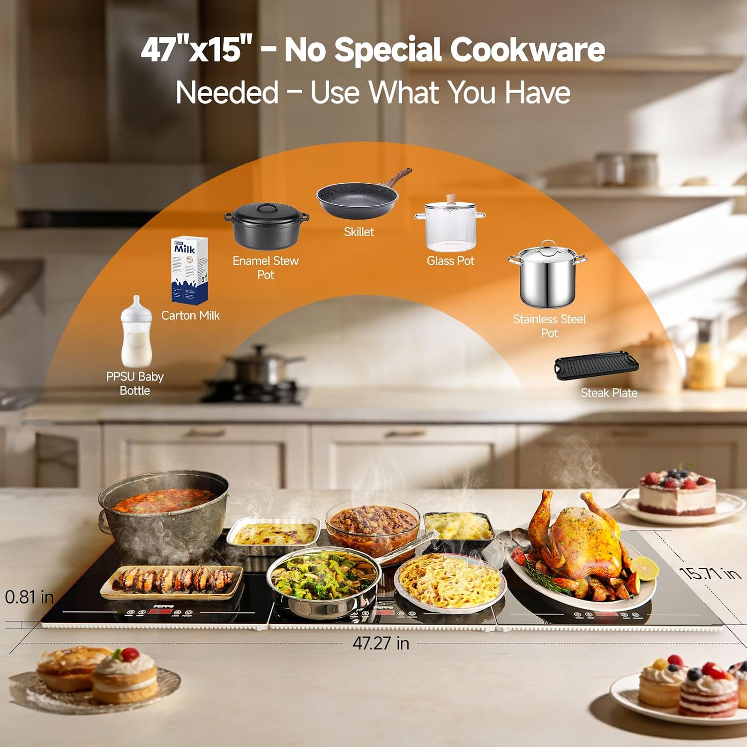 Thumbnail 6 de FEPPO HF-PJ03 Electric Food Warming Tray, Modular 47" x 15" Glass Surface