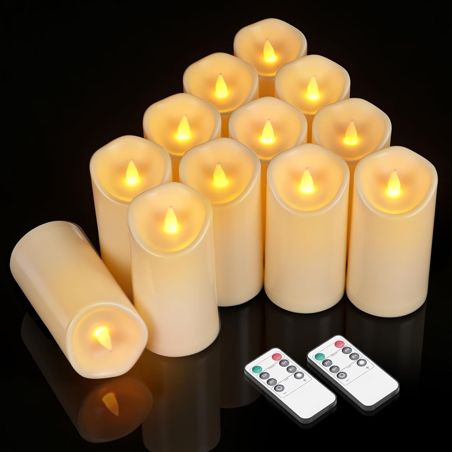 Detalle de Haown HY-SJ-001 Outdoor Flameless Candles, 12-Pack with Dual LEDs and Remotes