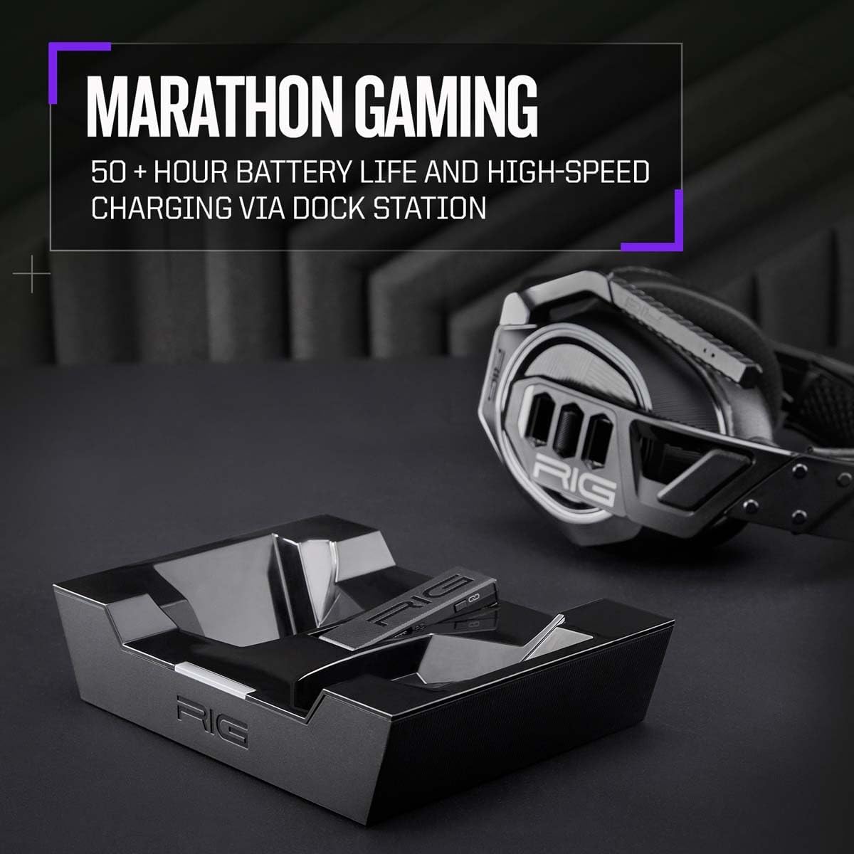 Thumbnail 4 de Casque gaming Bluetooth avec station de base 2,4 GHz basse latence – Compatible PlayStation 5 et PC (RIG900)