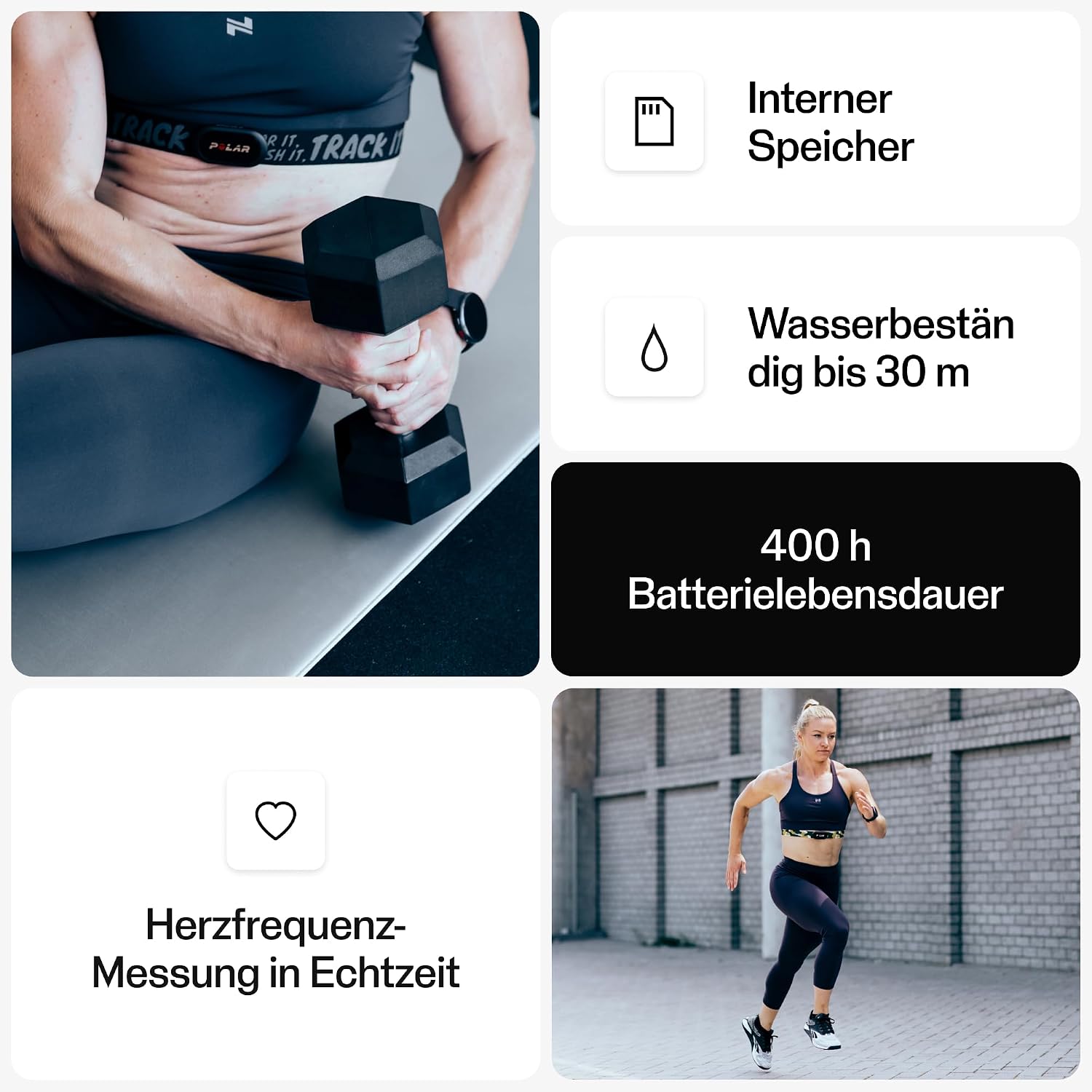 Detalle de Polar H10 HF-Sensor – Schwarz ANT+ & Bluetooth, EKG-Genauigkeit, HRV-Messung, wasserdicht, maschinenwaschbarer Gurt, kompatibel mit vielen Sportarten