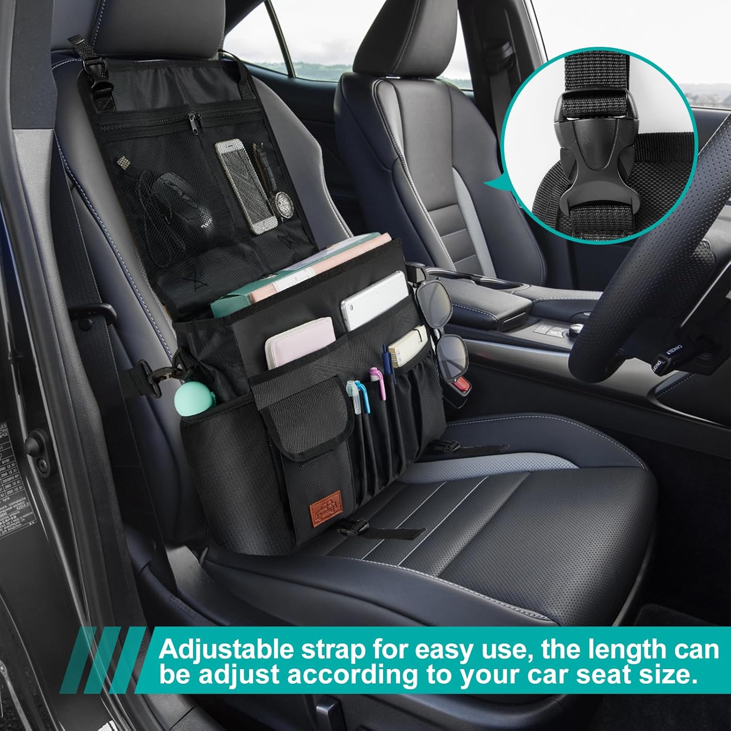 Thumbnail 3 de Eurhomewit Autositz Organizer Vordersitz 2 in 1 – Laptopfach, Schwarz