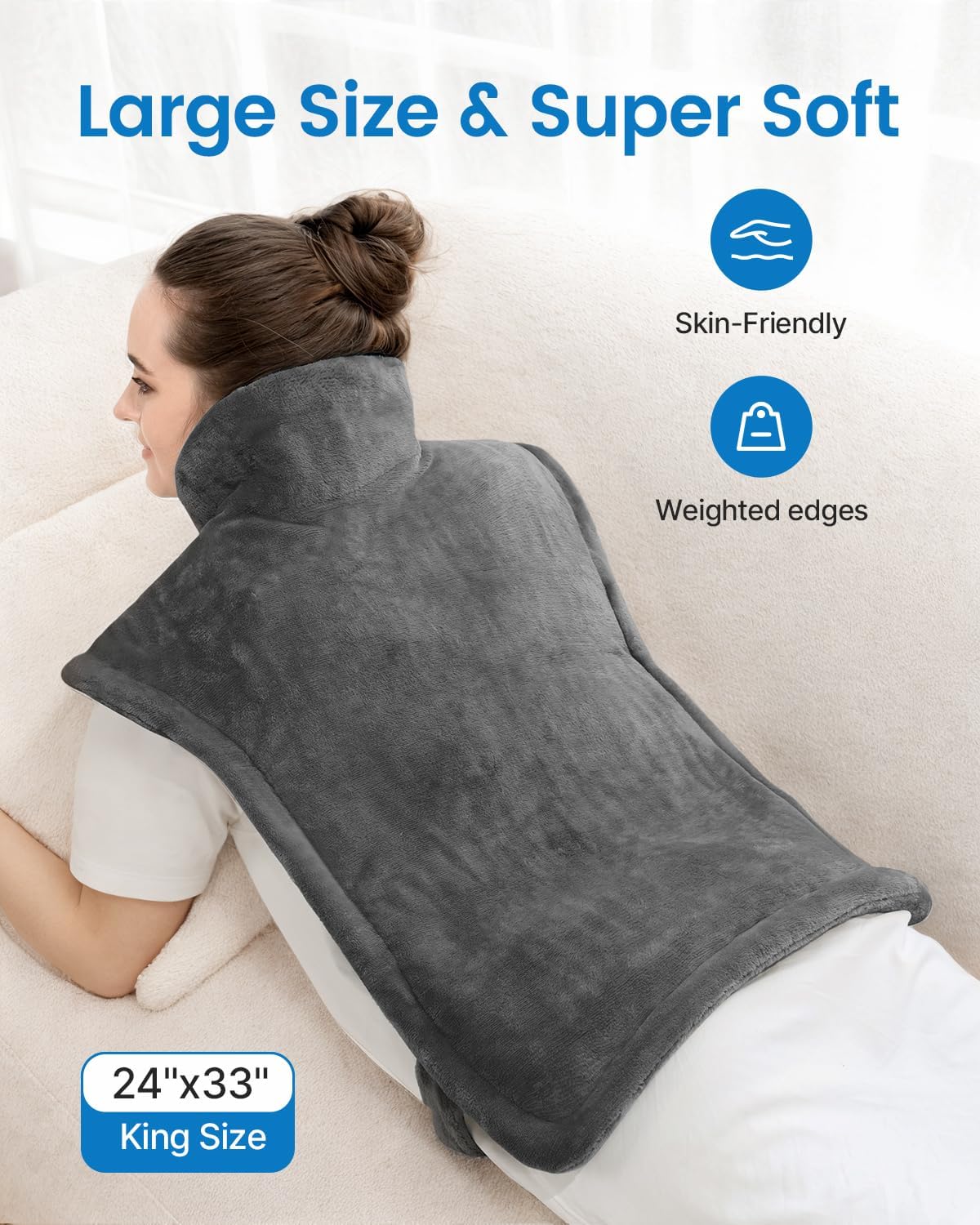 Detalle de RENPHO R-HAP61 Electric Heating Pad, 24" x 33", 6 Heat Settings