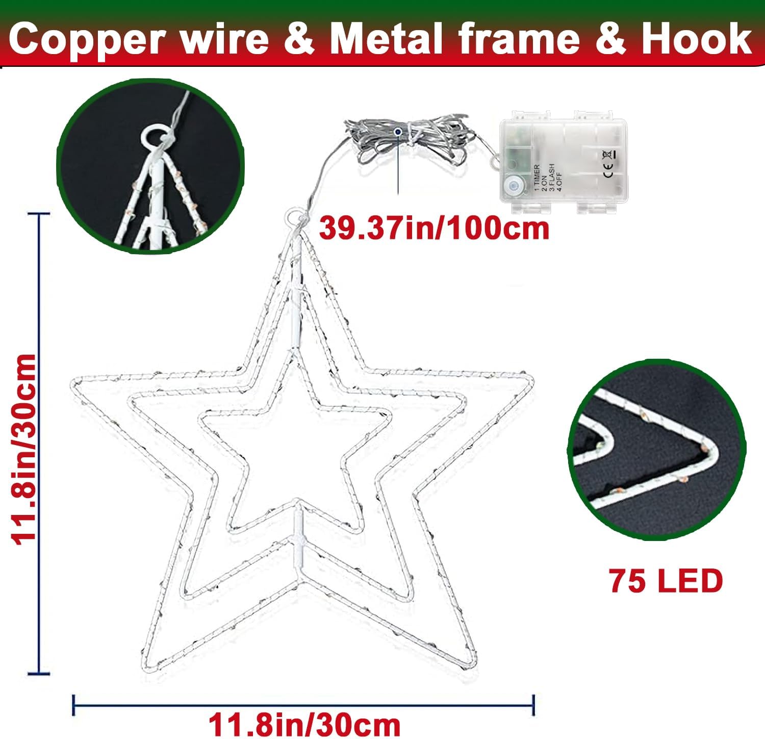 Thumbnail 6 de Joysing JS-STAR Christmas Star Window Lights, 2-Pack with Timer