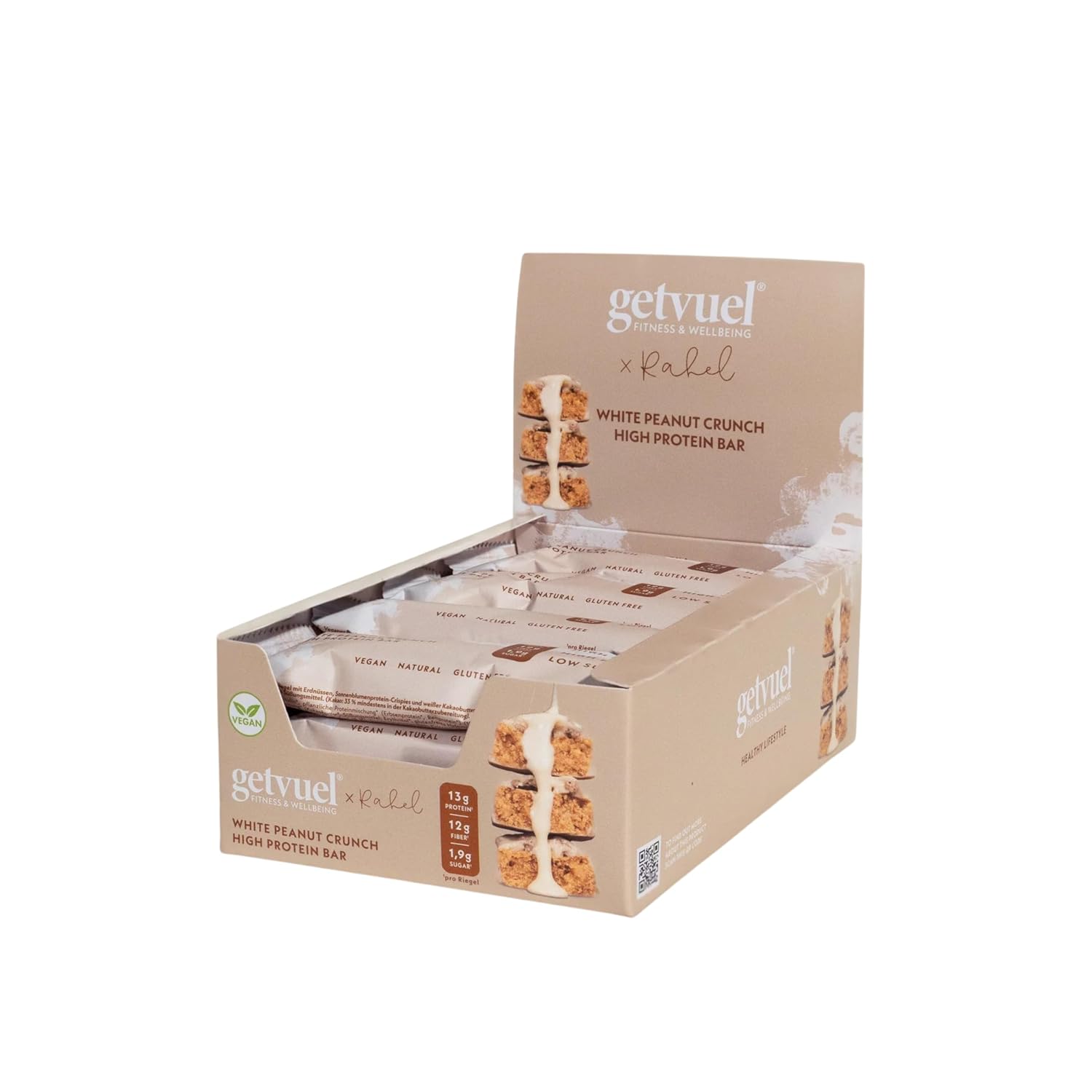 Detalle de getvuel High Protein Riegel White Peanut Crunch – 12×50 g