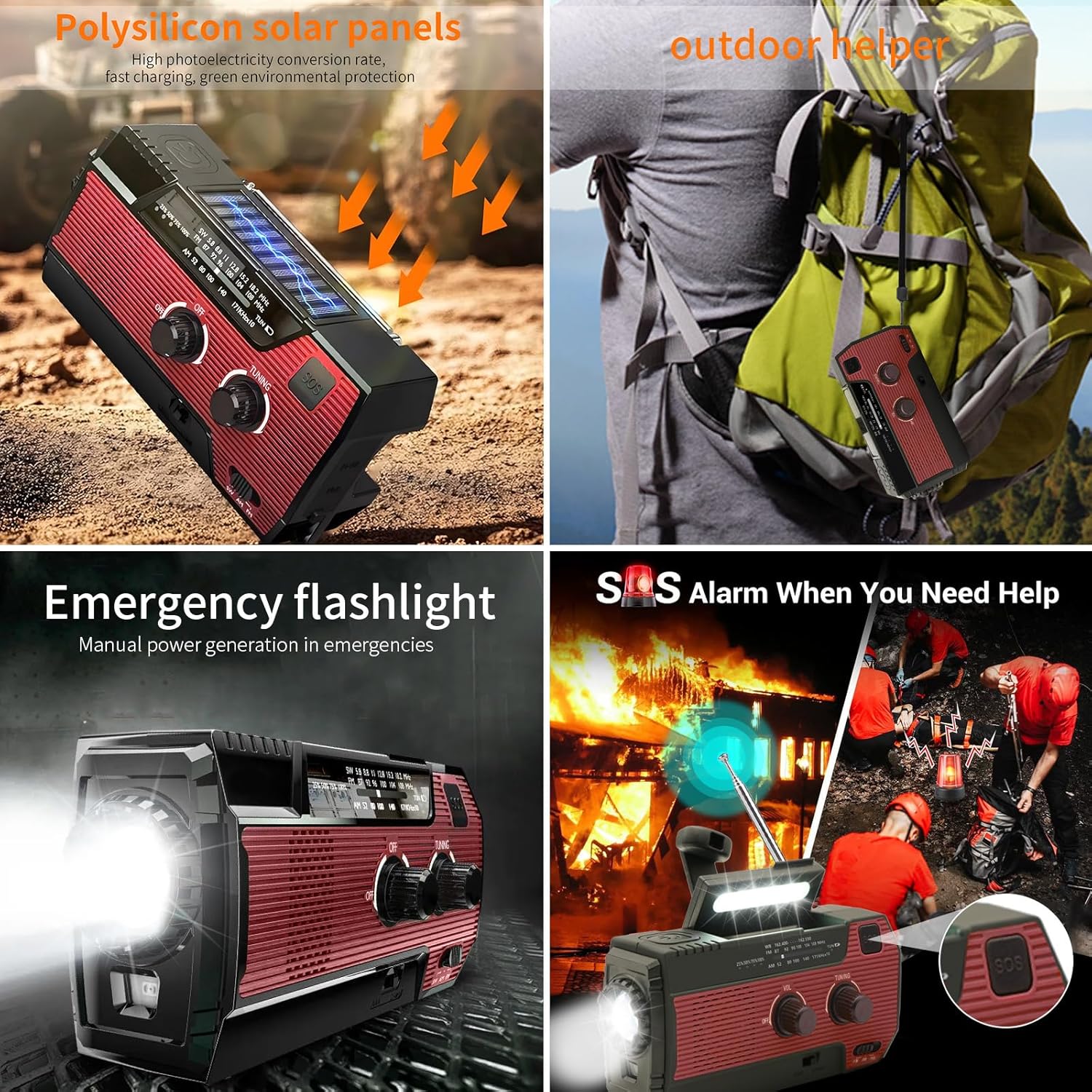Thumbnail 4 de SOLARBABY Wind Up Solar Emergency Radio 4000 mAh 🔊