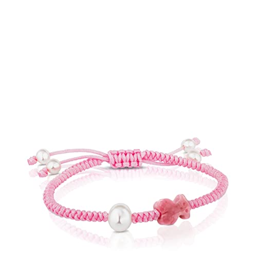 Detalle de TOUS Pulsera de Cordón para Mujer Tibet: rodonita y perlas cultivadas (0,6 cm) en Longitud 12–15,5 cm