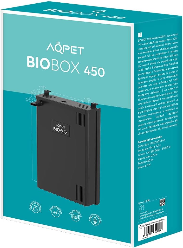 Detalle de AQPET Bio Box 450 – filtr wewnętrzny do akwarium do 100 l z pompą 450 l/h